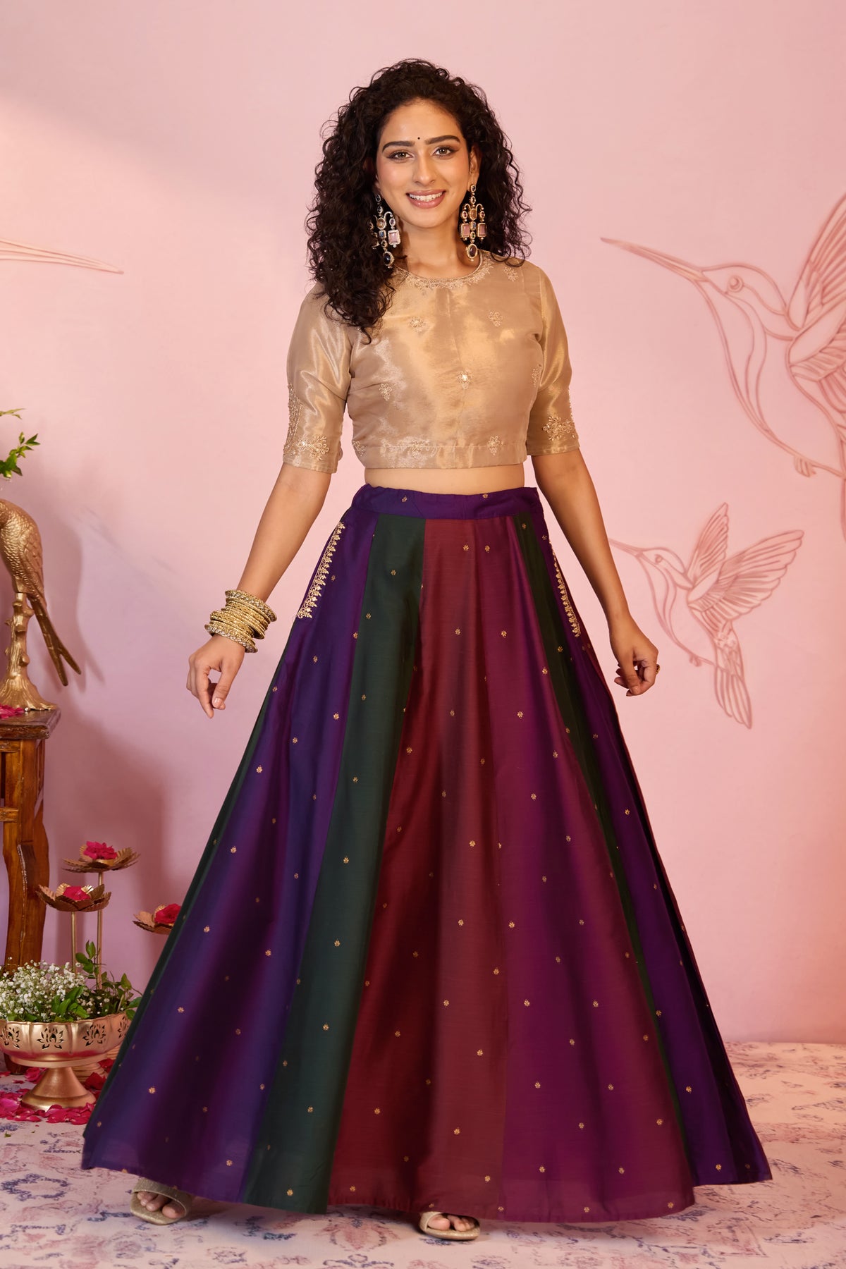 Multicolour Butta Panelled Festive Skirt