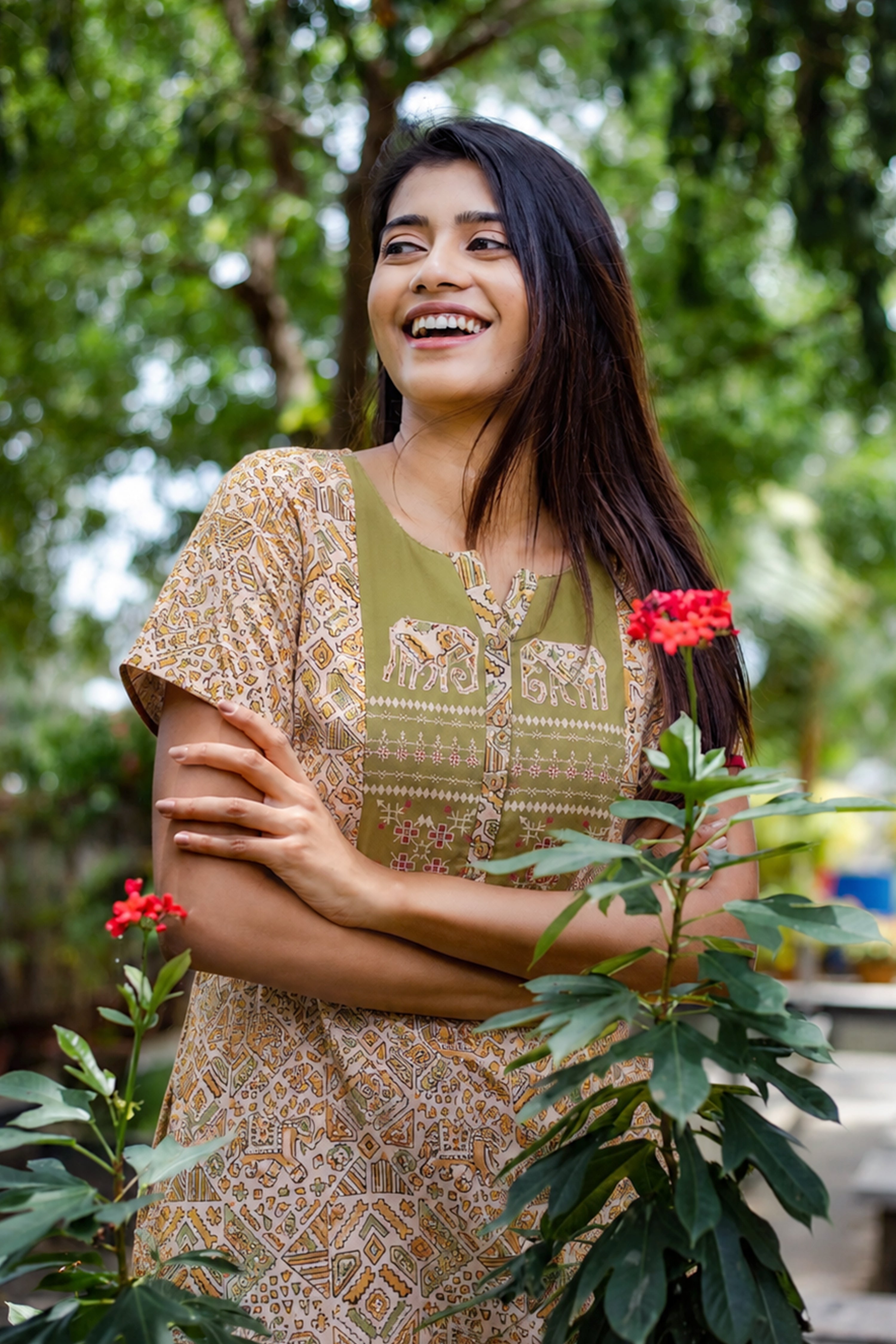 Mustard Kalamkari Cotton Nightwear