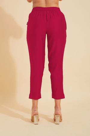 Solid Straight Pant - Pink