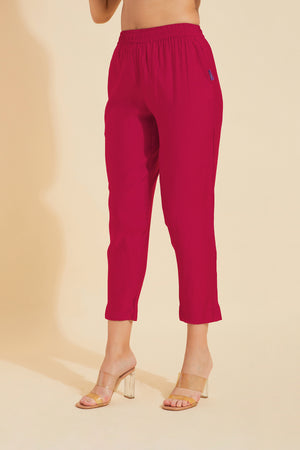 Solid Straight Pant - Pink