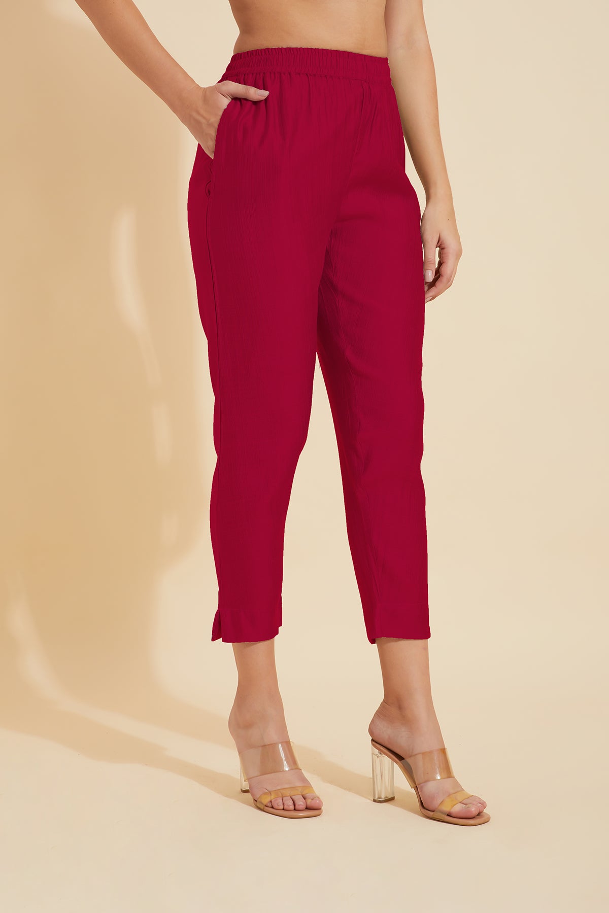 Solid Straight Pant Magenta