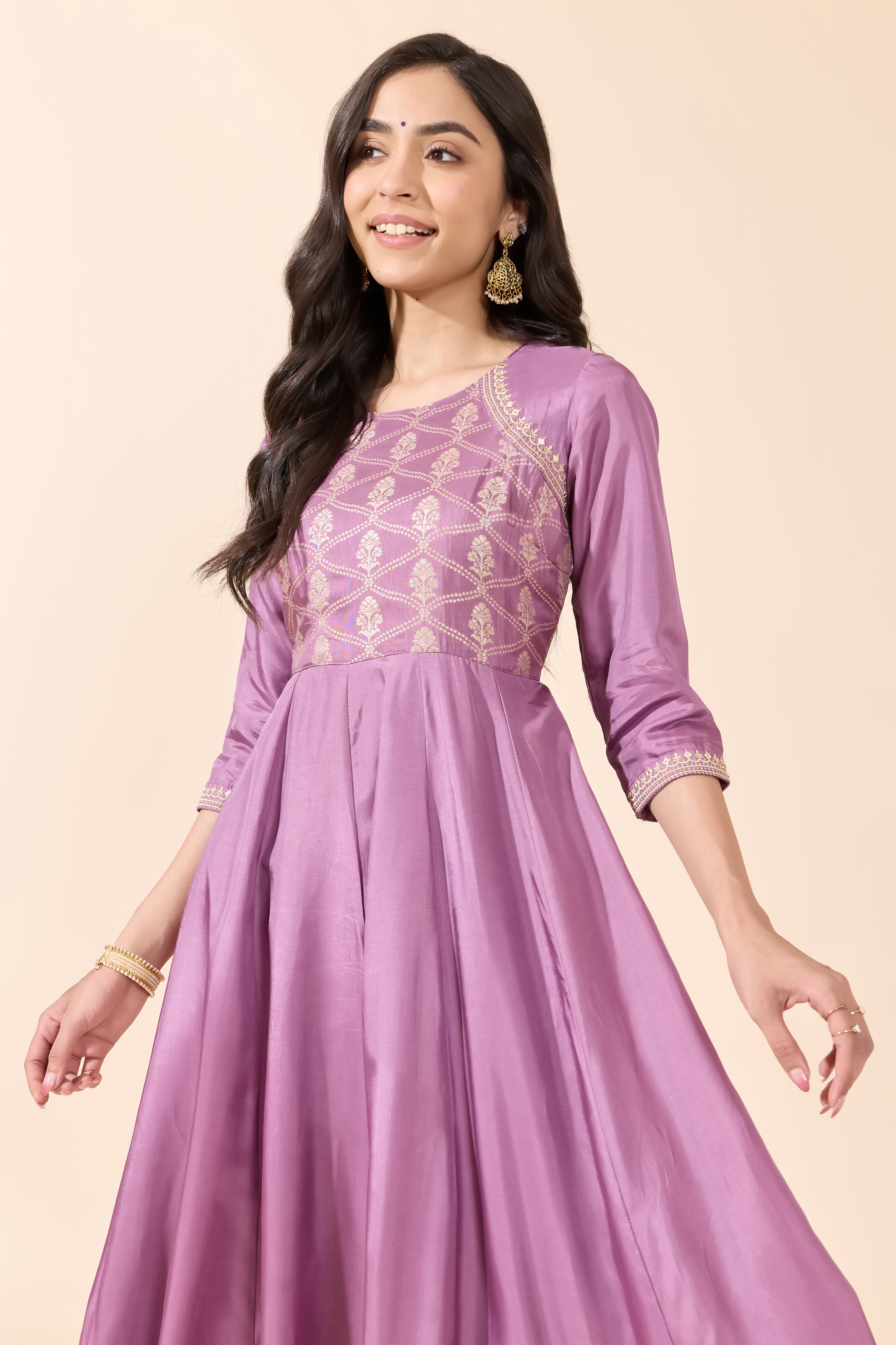 Festive Anarkali with Brocade Yoke and Border