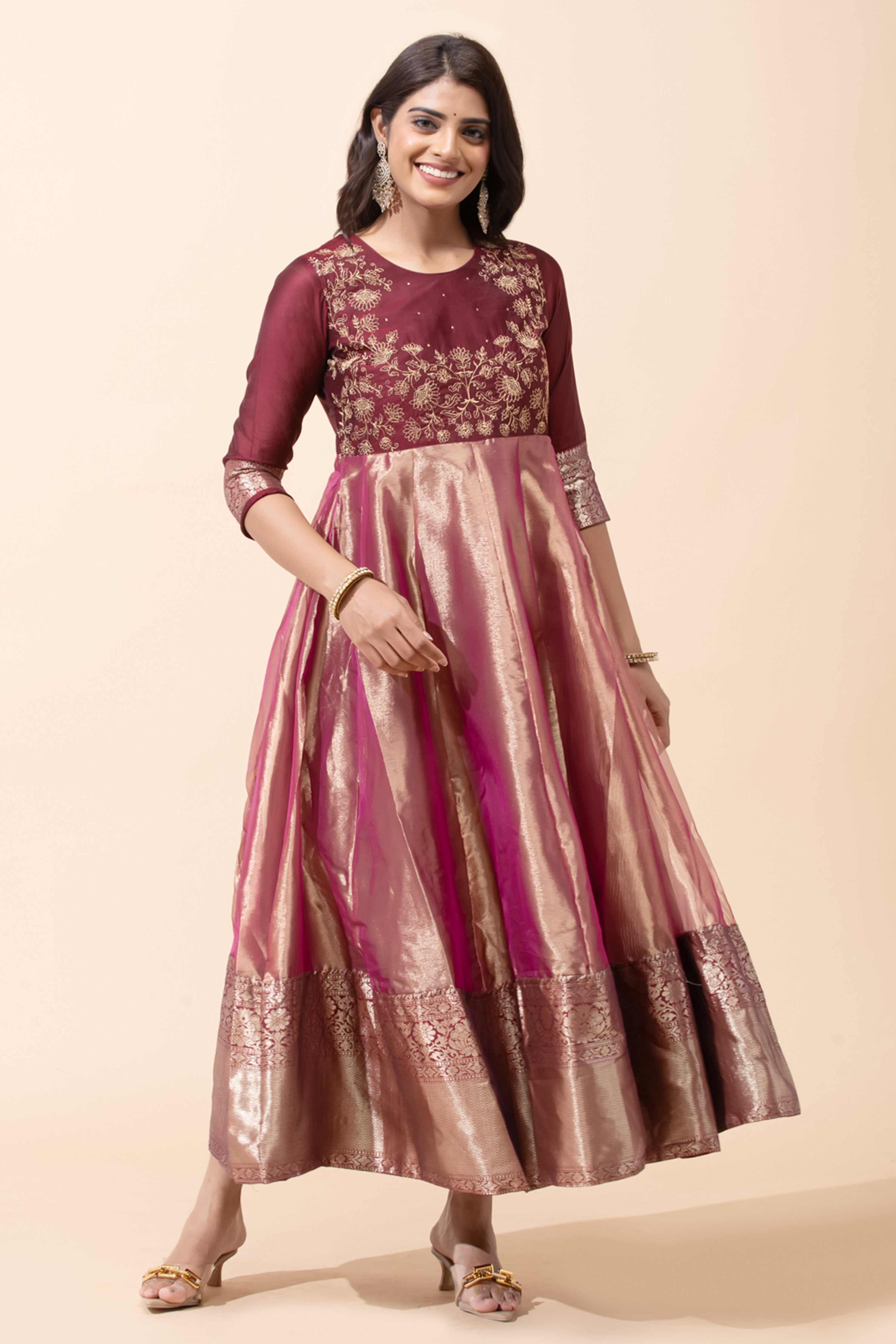 Maroon Floral Anarkali
