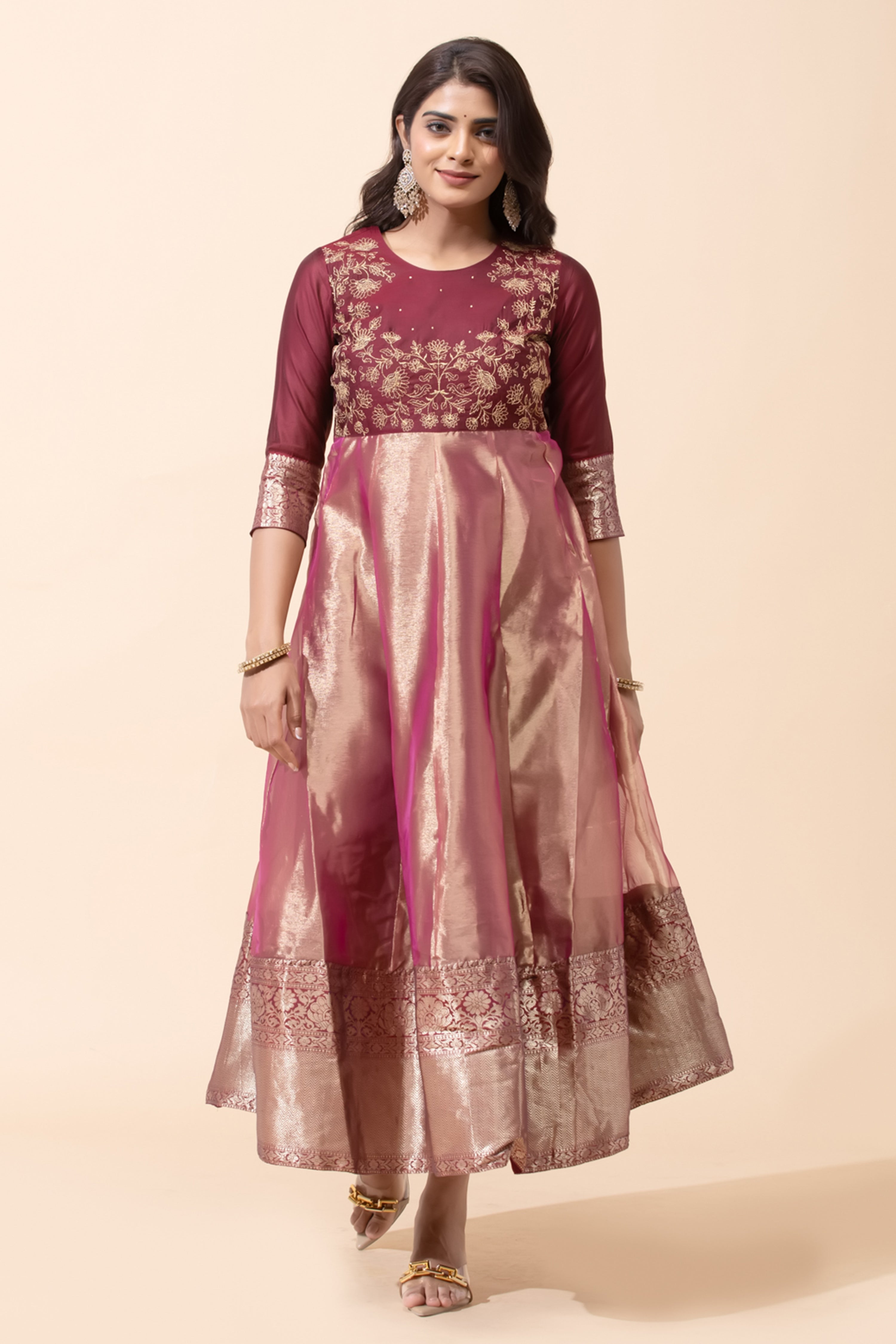 Maroon Floral Anarkali