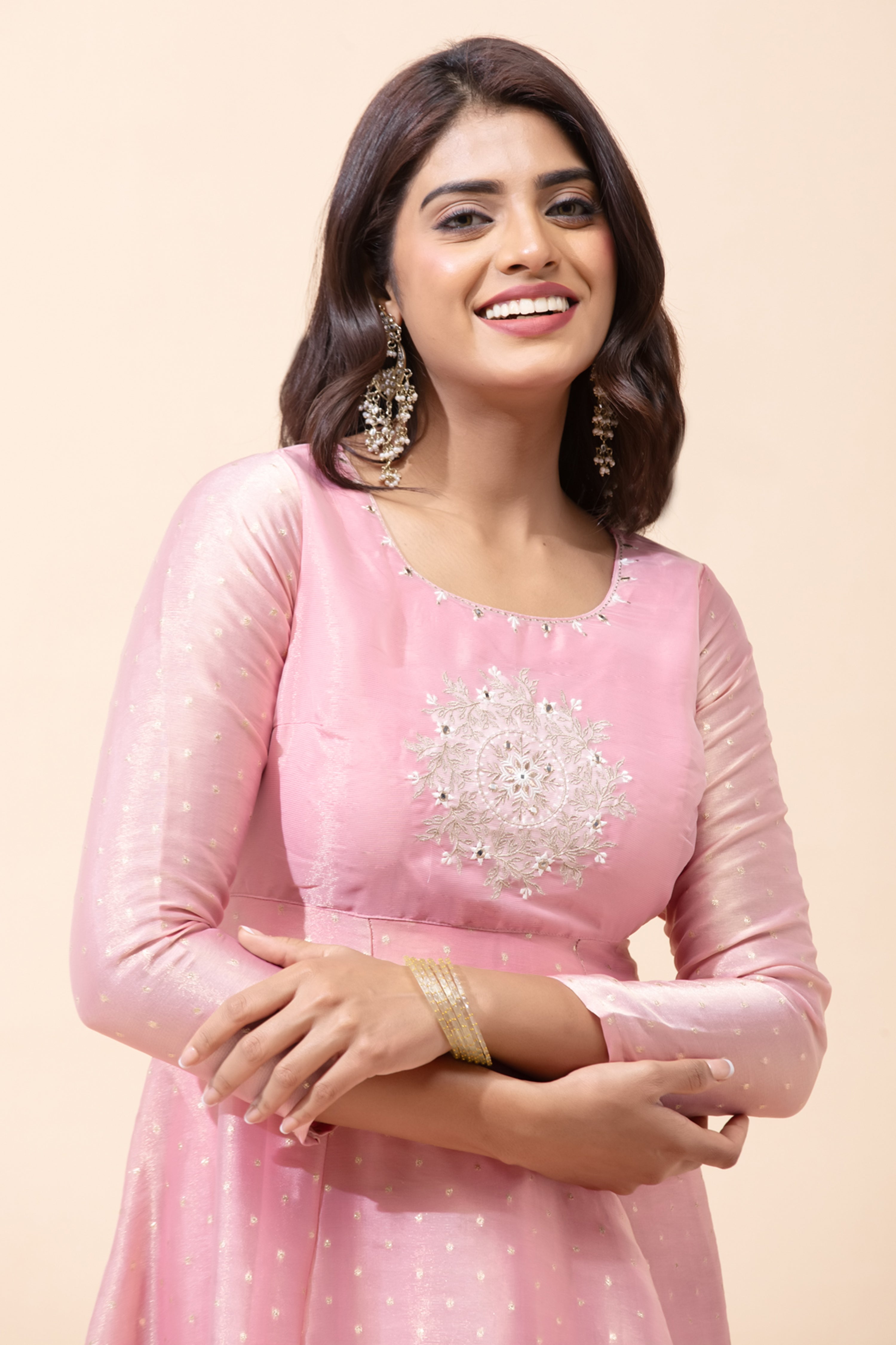 Pink Floral Anarkali