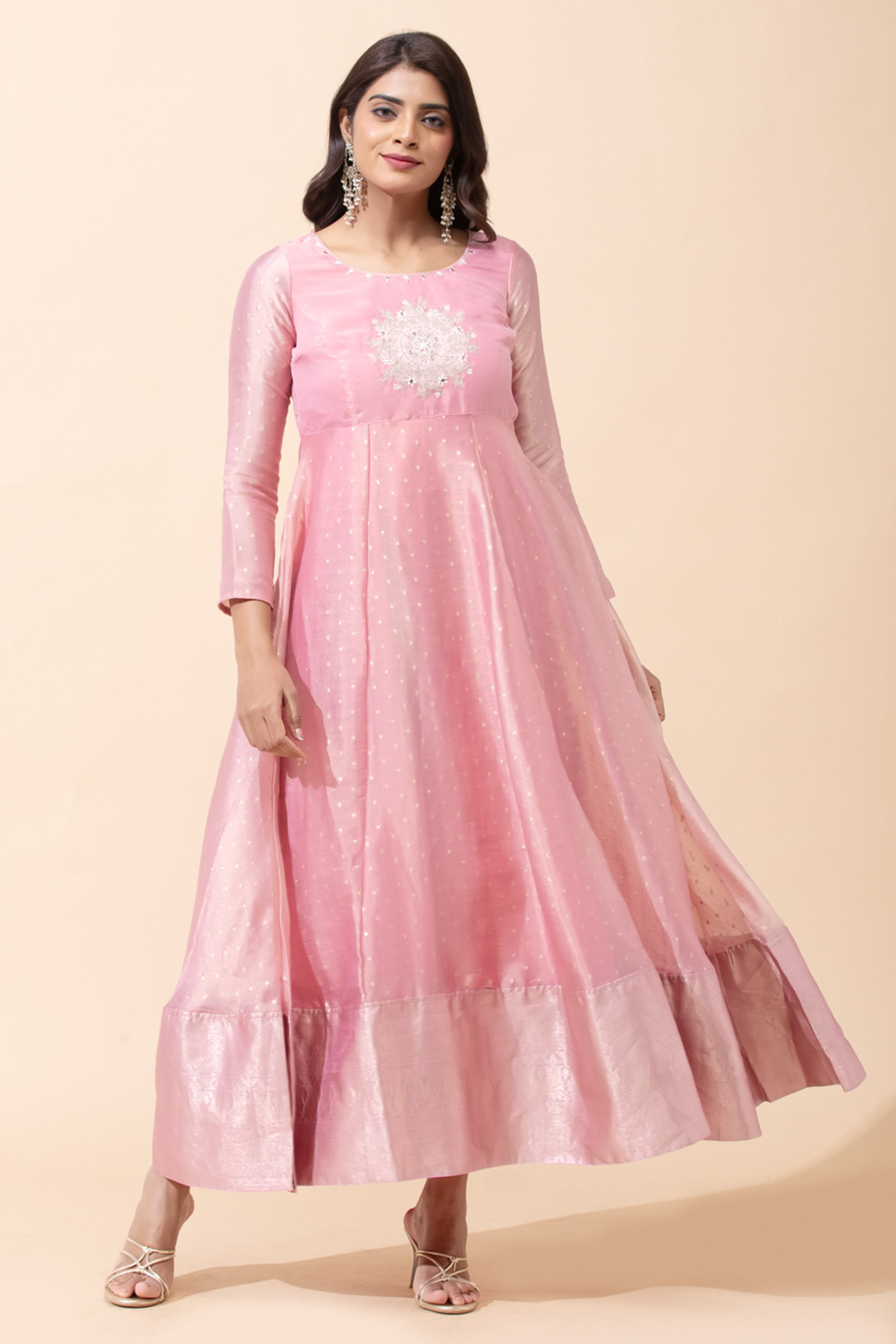 Pink Floral Anarkali