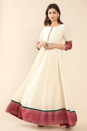 Swarnam Motif Printed Anarkali - Off-White