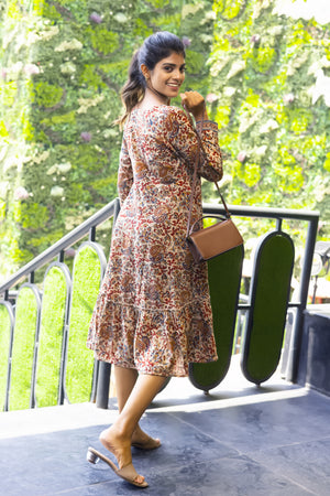 Red & Beige Kalamkari Cotton Kurta – Flowy Summer Ethnic Dress
