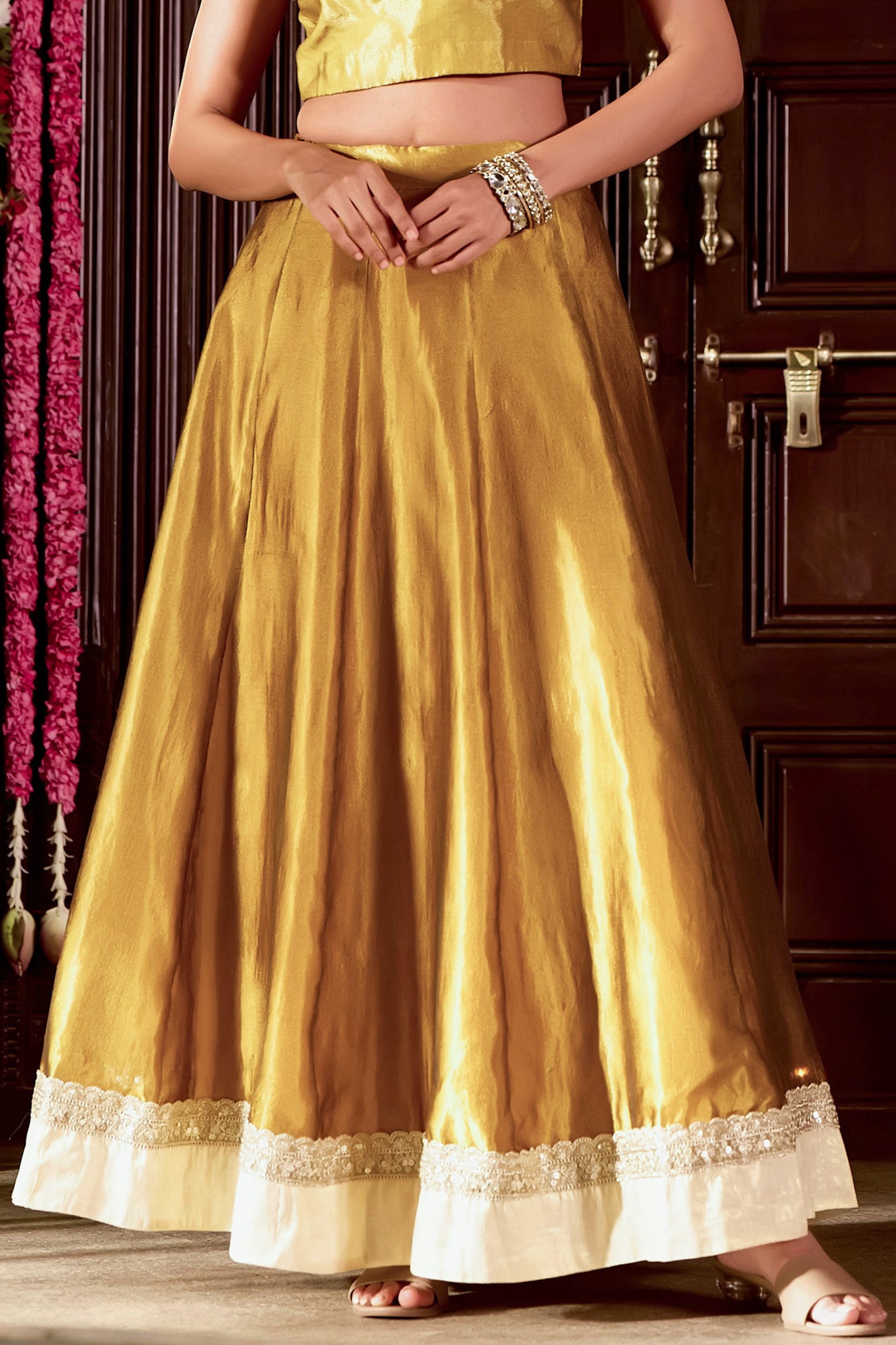 Solid Skirt with decorative border (Only Skirt)