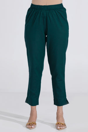 Purple Mangalagiri Kurta with Green Cotton Pants