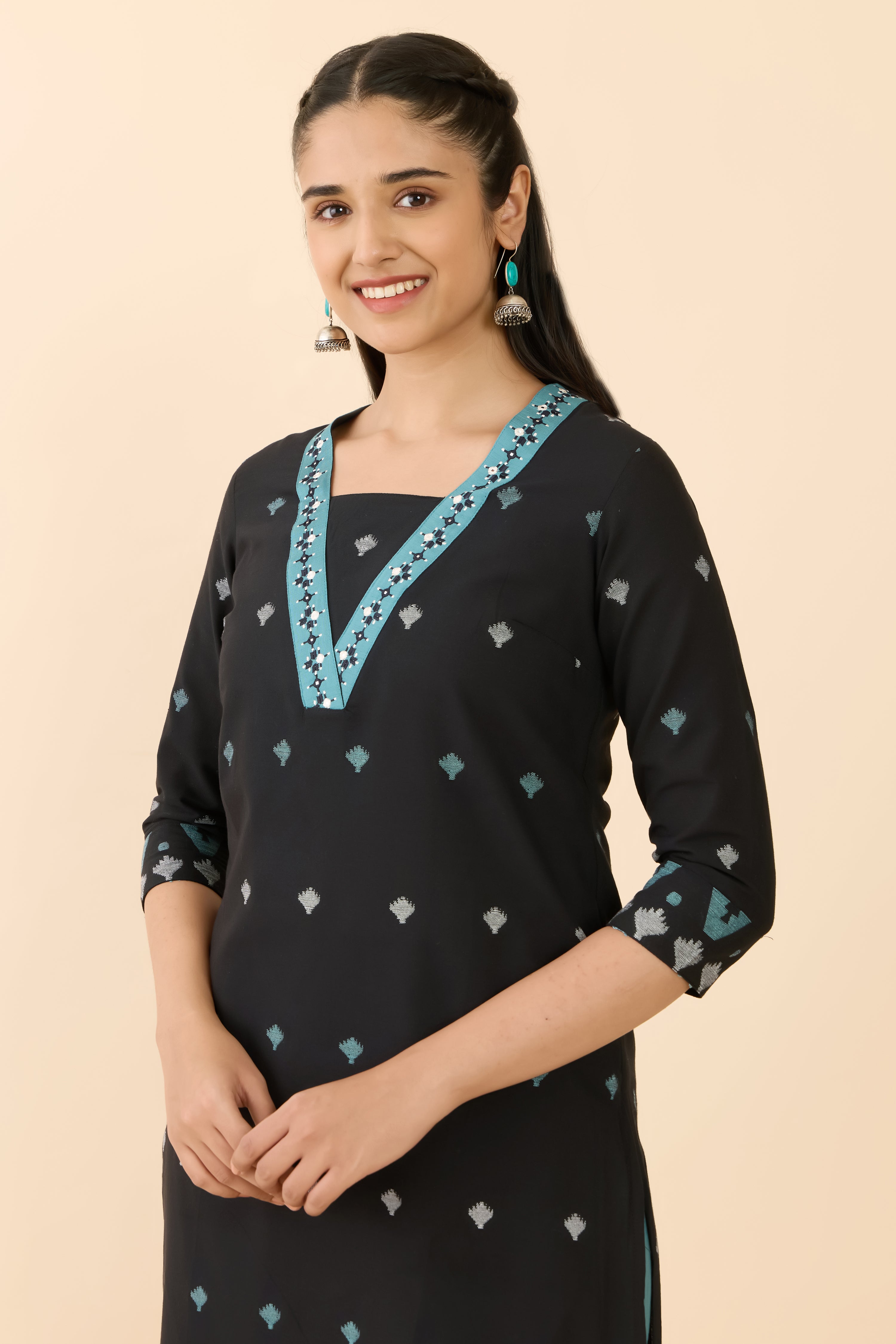 BLACK BUTTA PRINTED STRAIGHT KURTA SET