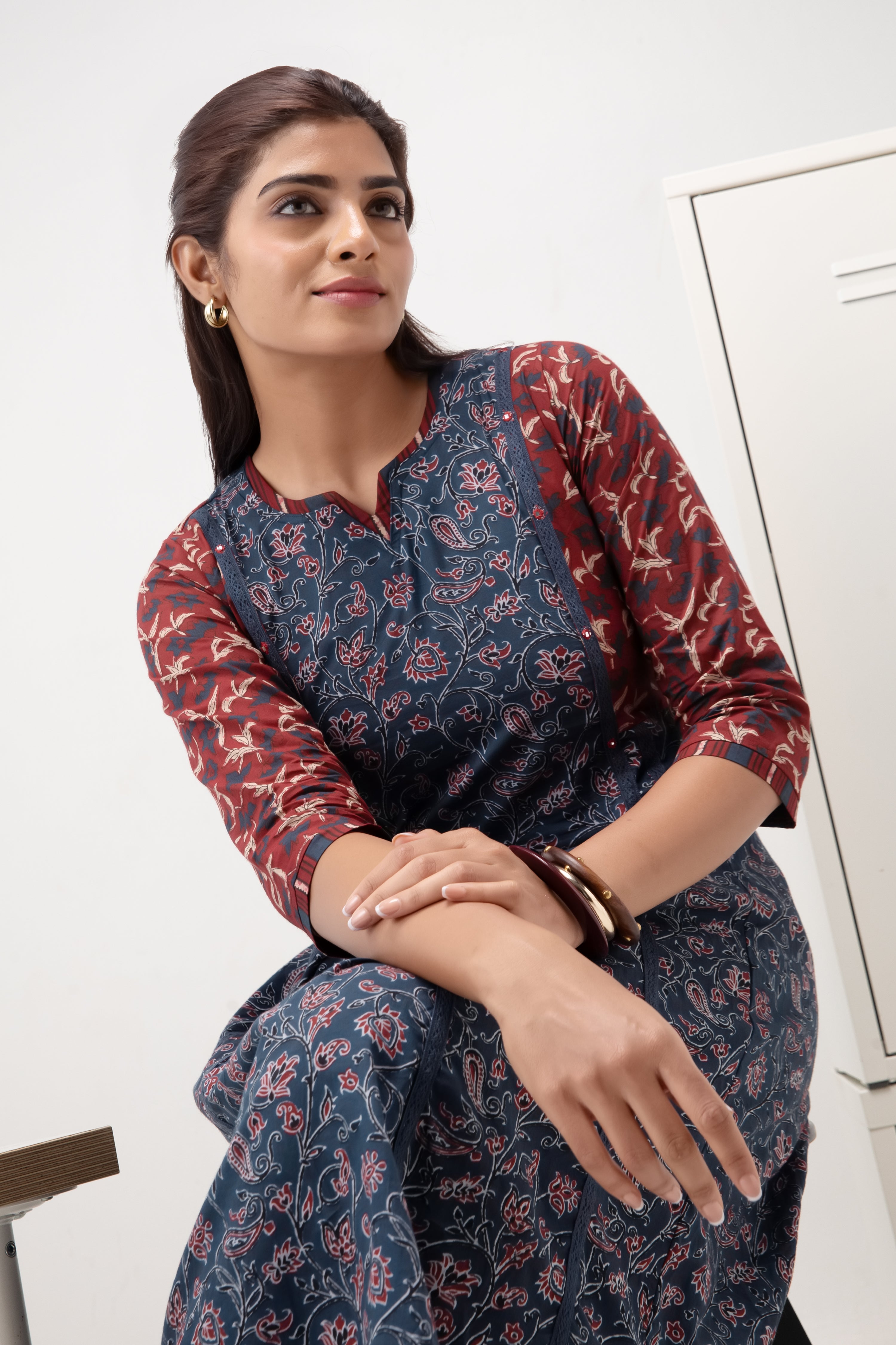 Blue Ajrakh Kurta Pant Set