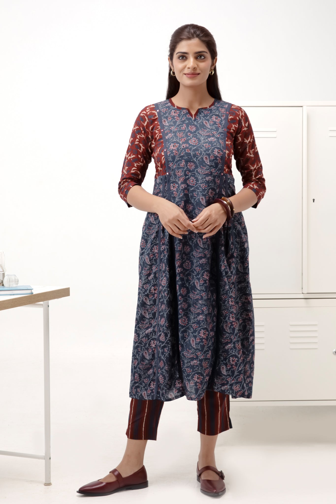 Blue Ajrakh Kurta Pant Set