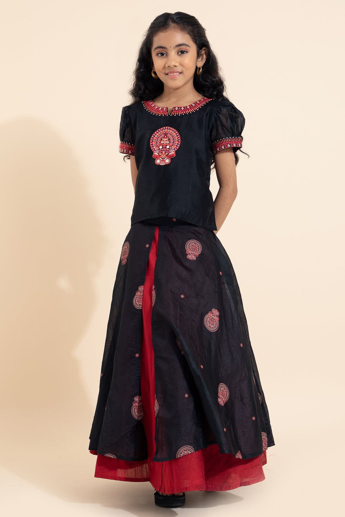 Girls red and black skirt set for kids
