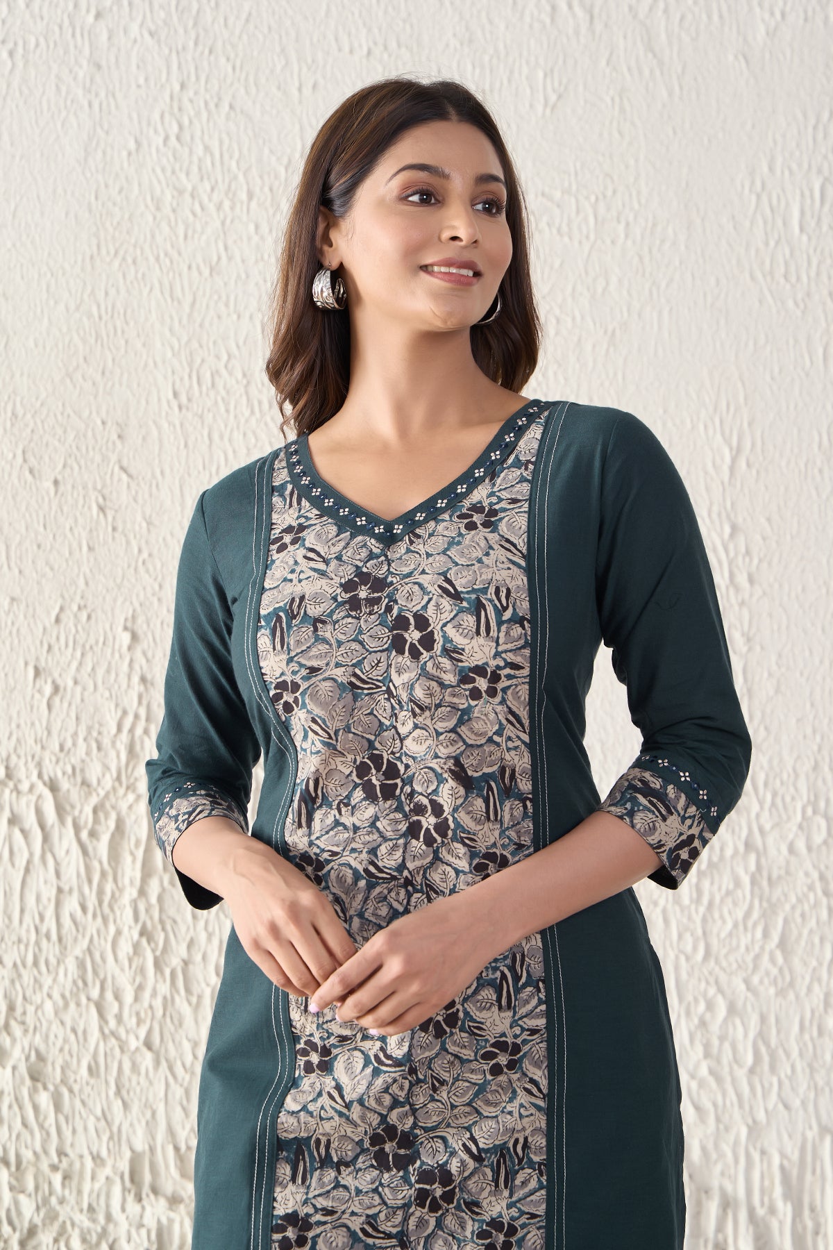 Kalamkari Printed Cotton Dark Blue Kurta