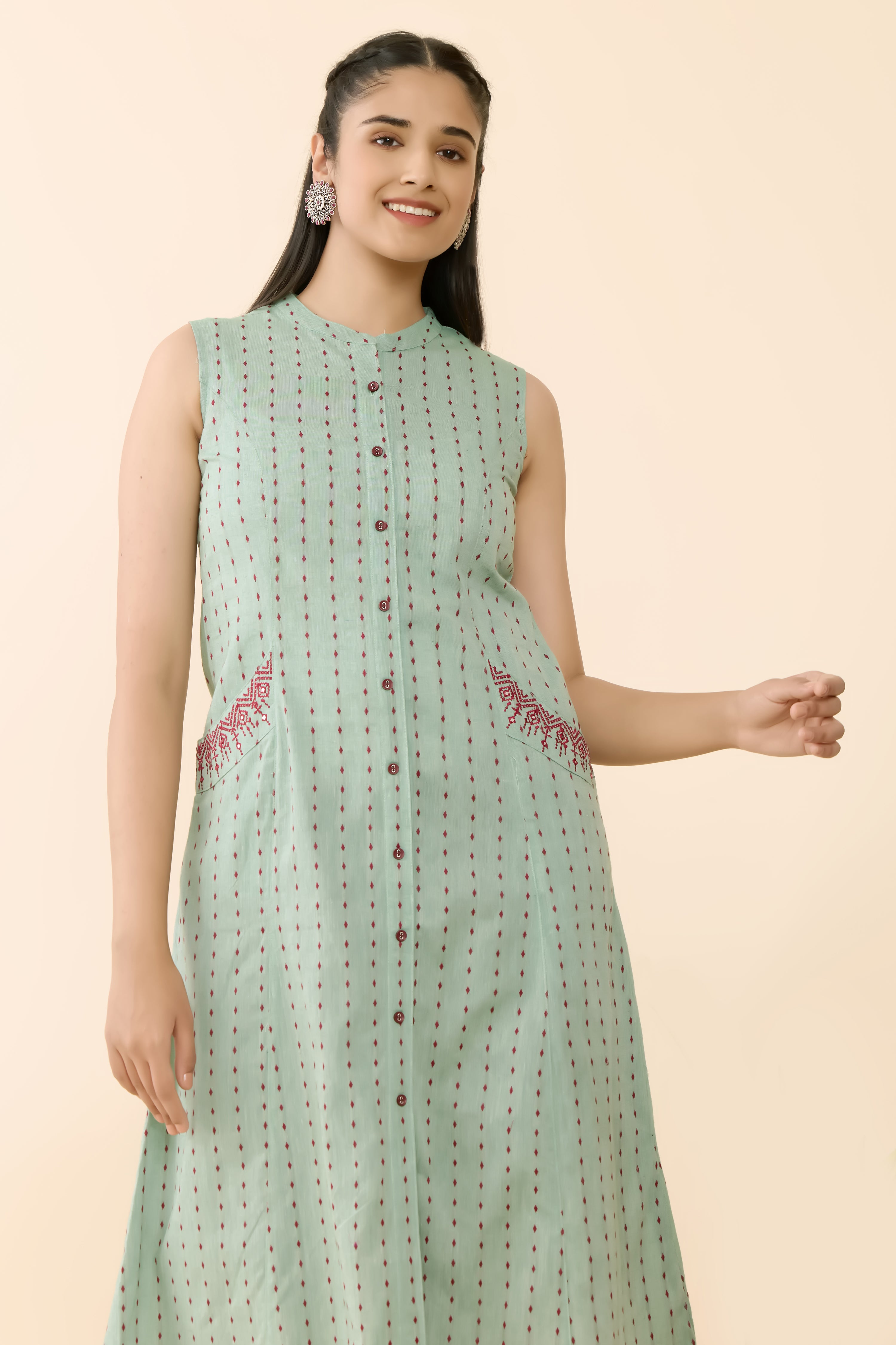 MINT GREEN DOBBY STRAIGHT CUT KURTA