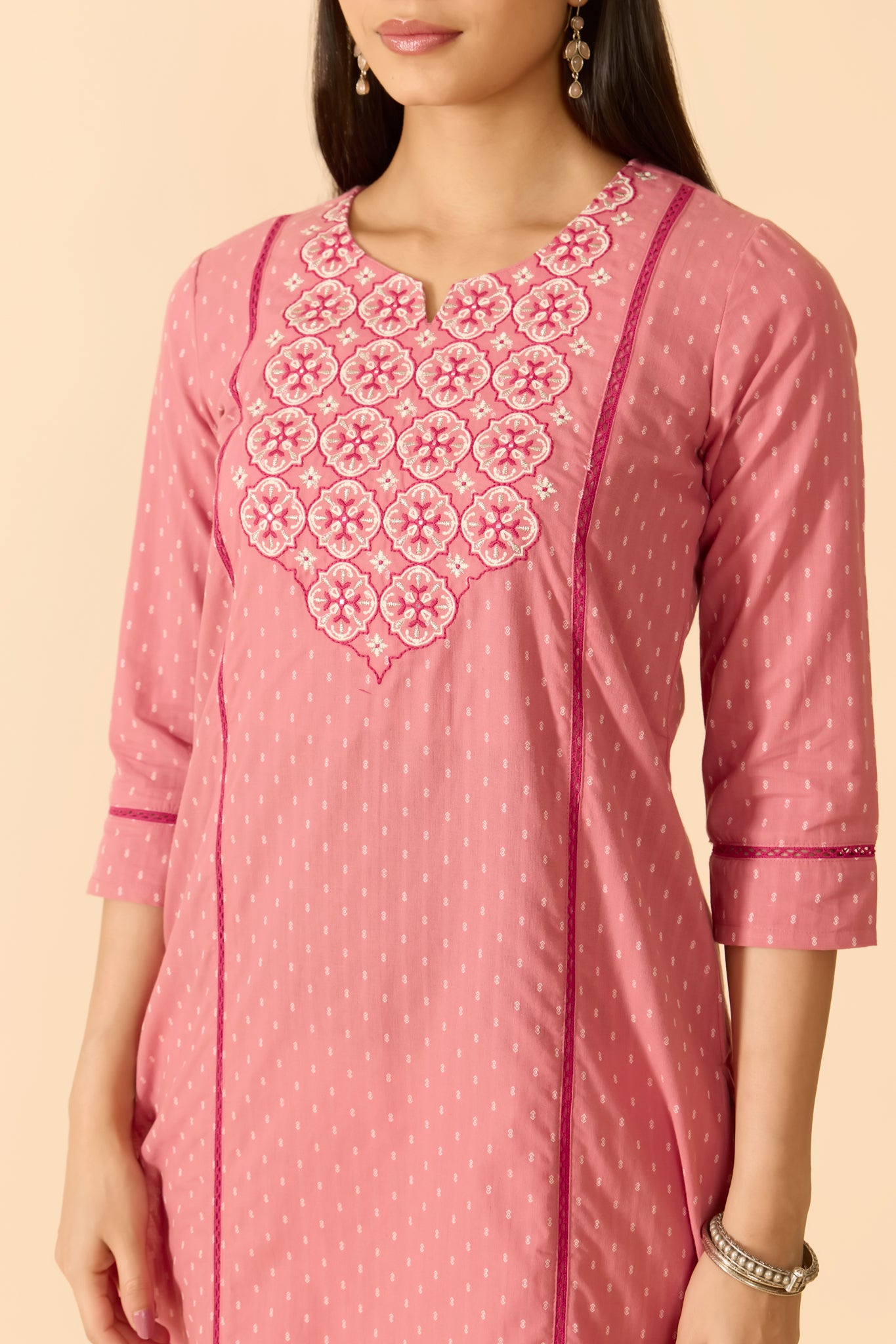 PEACH DOBBY COTTON KURTA