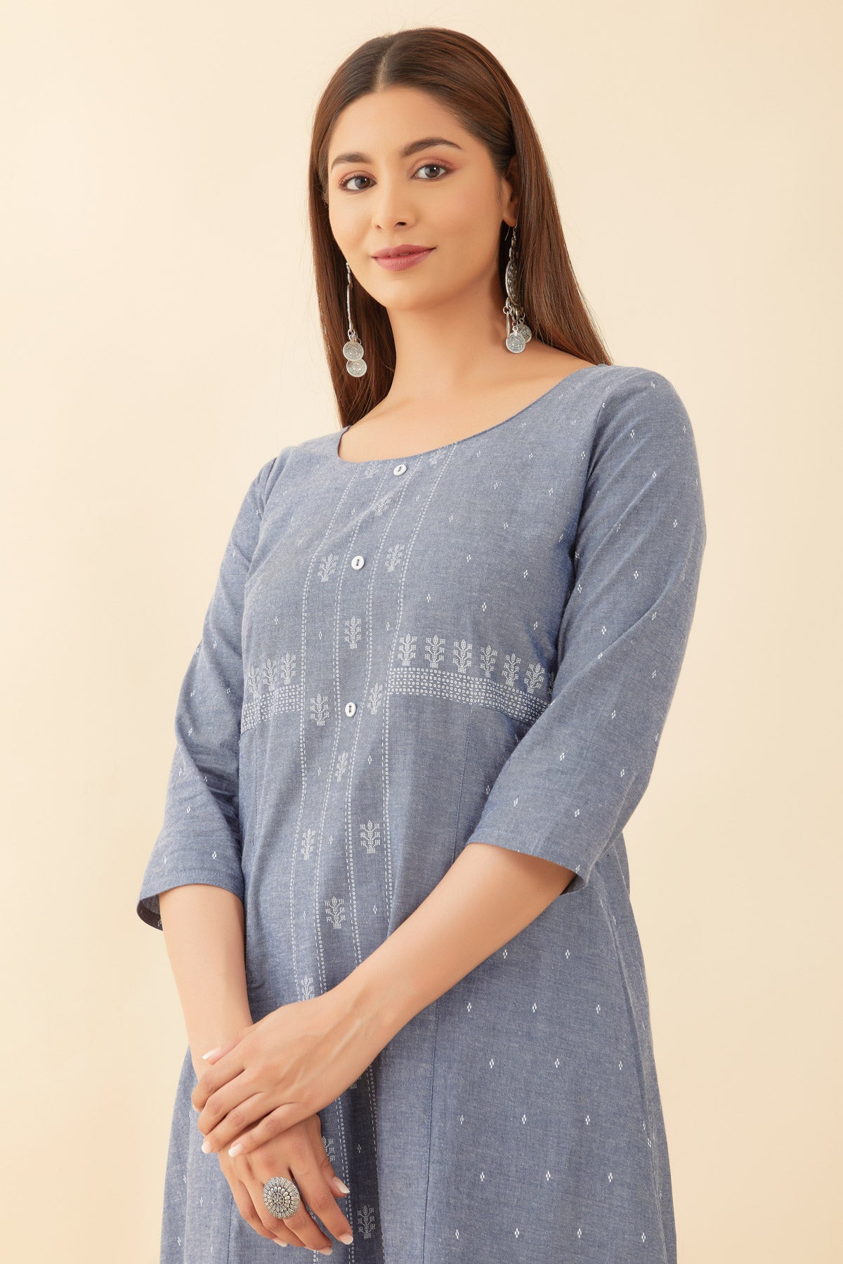 All Over Geometric Print Kurta Blue