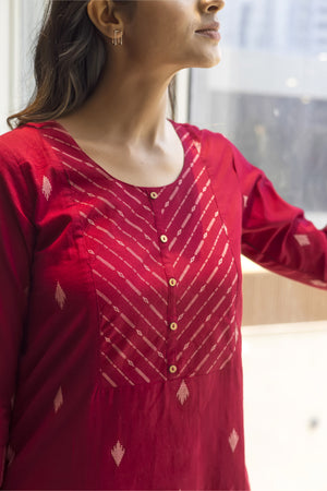 Dobby Weave Cotton Maroon Kurta