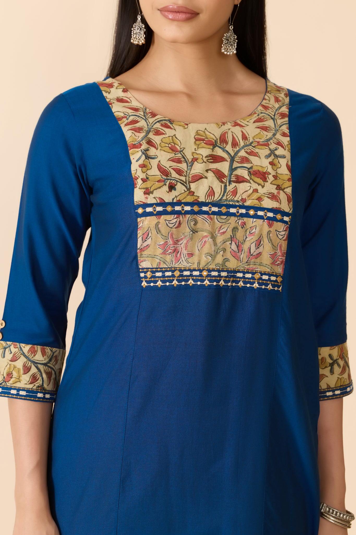 BLUE KALAMKARI COTTON KURTA