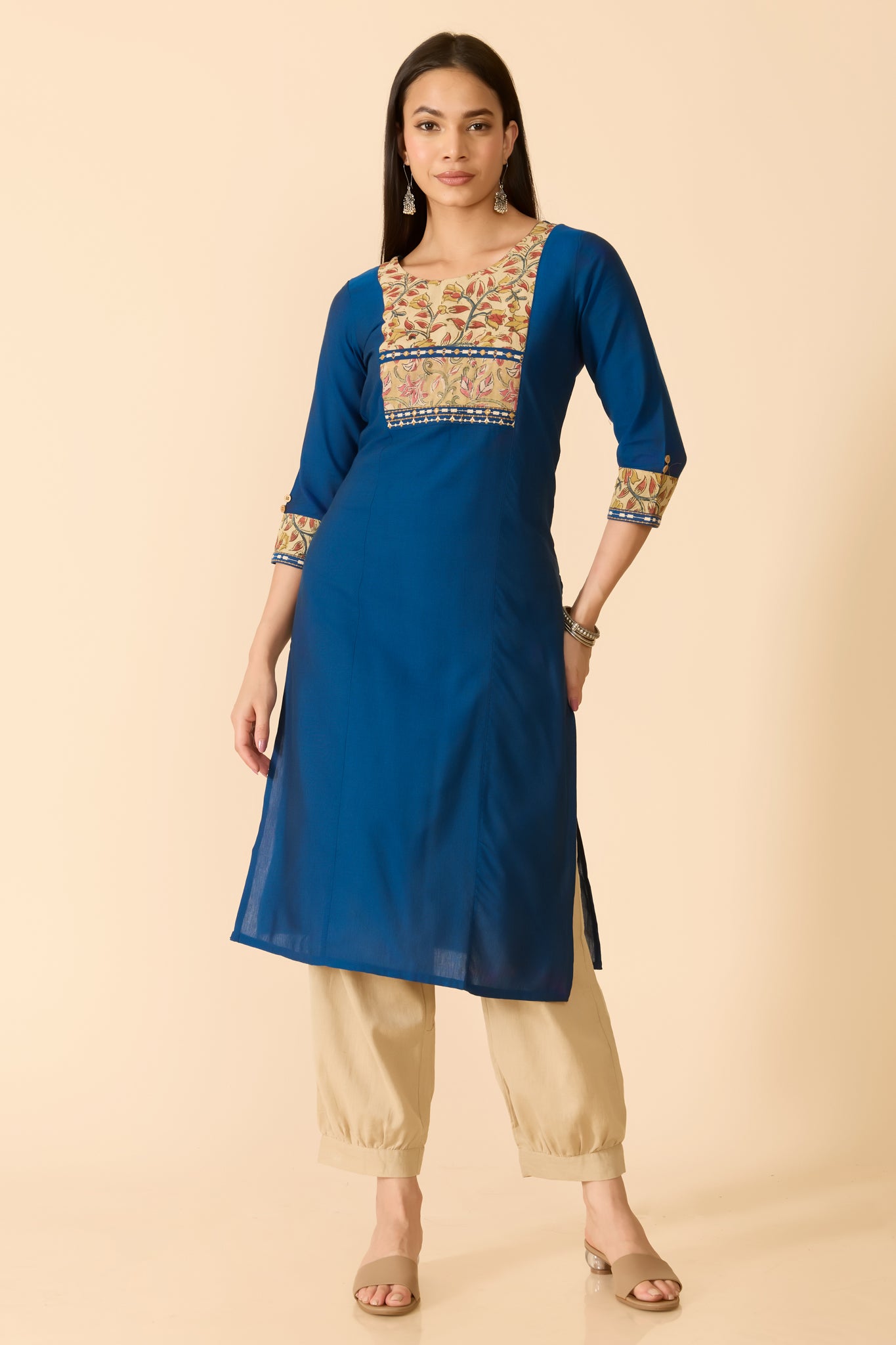 BLUE KALAMKARI COTTON KURTA