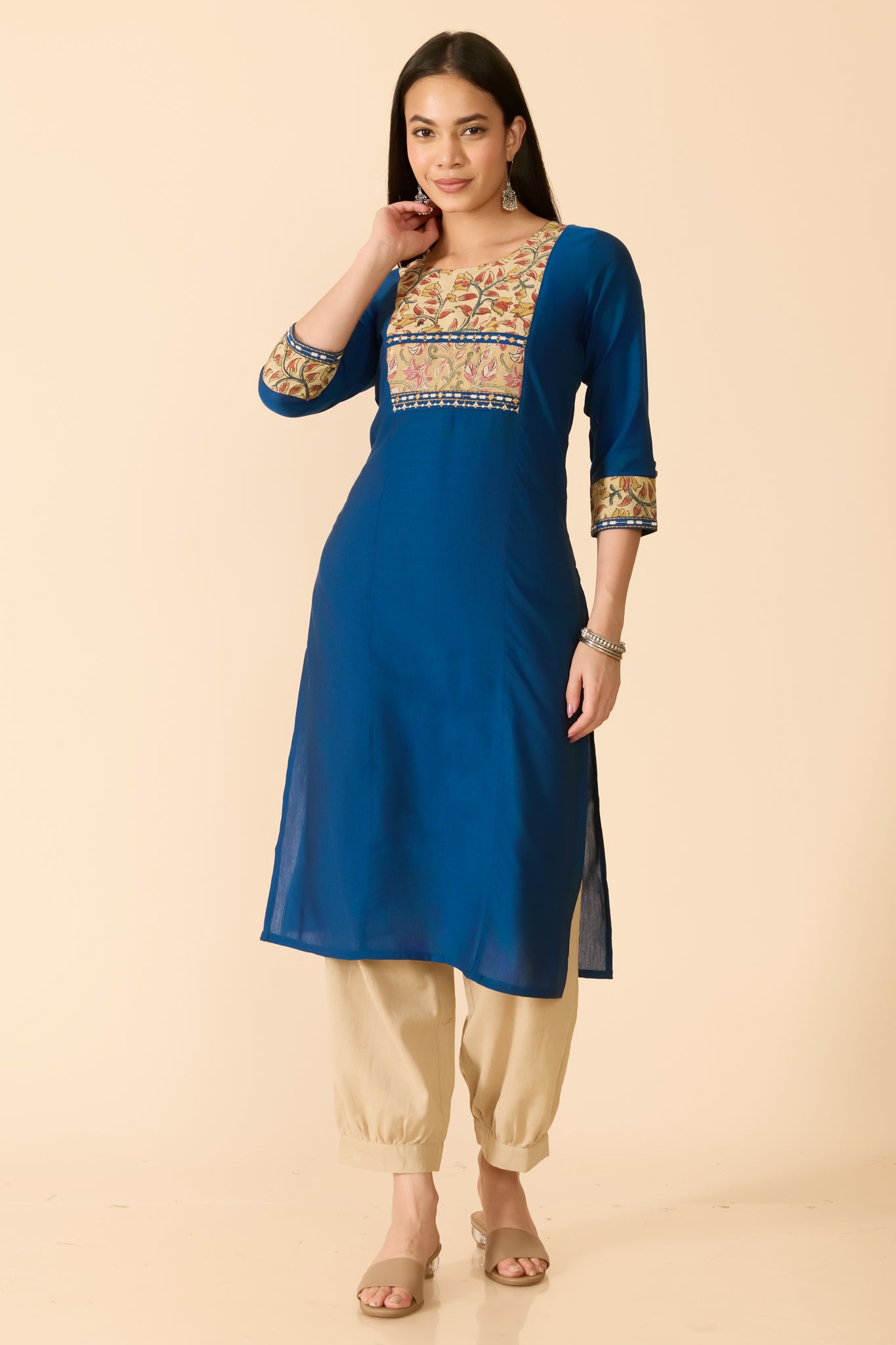 BLUE KALAMKARI COTTON KURTA