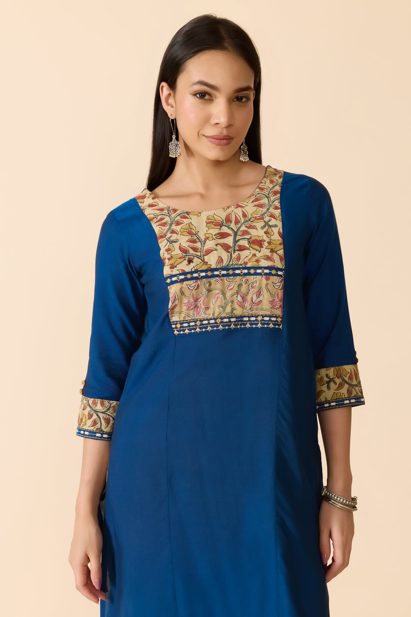 BLUE KALAMKARI COTTON KURTA