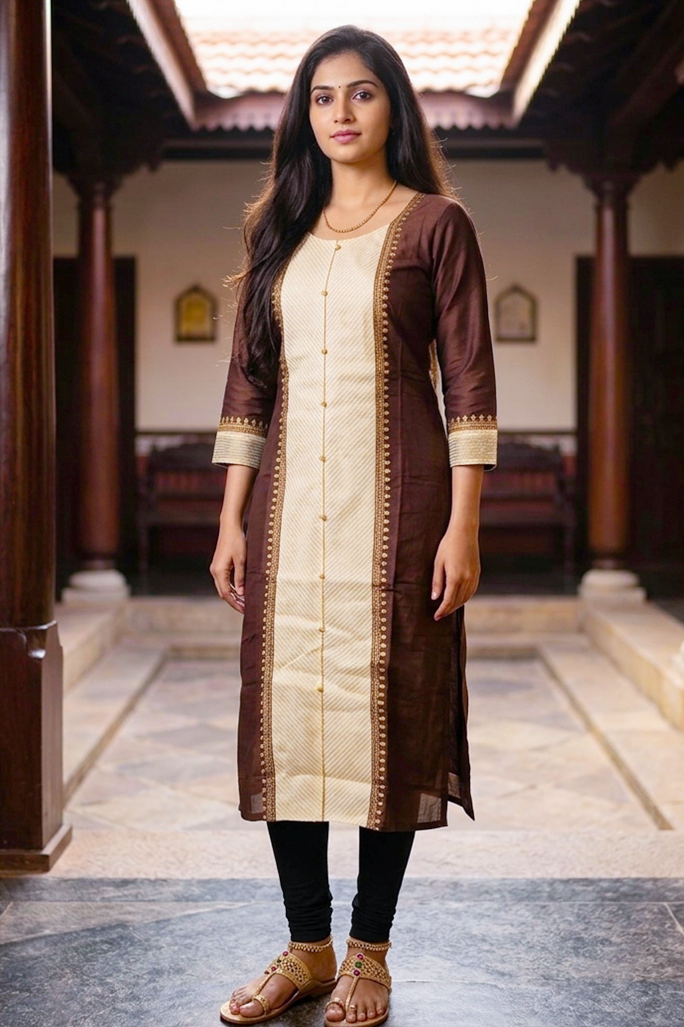BROWN STARIGHT CUT KURTA
