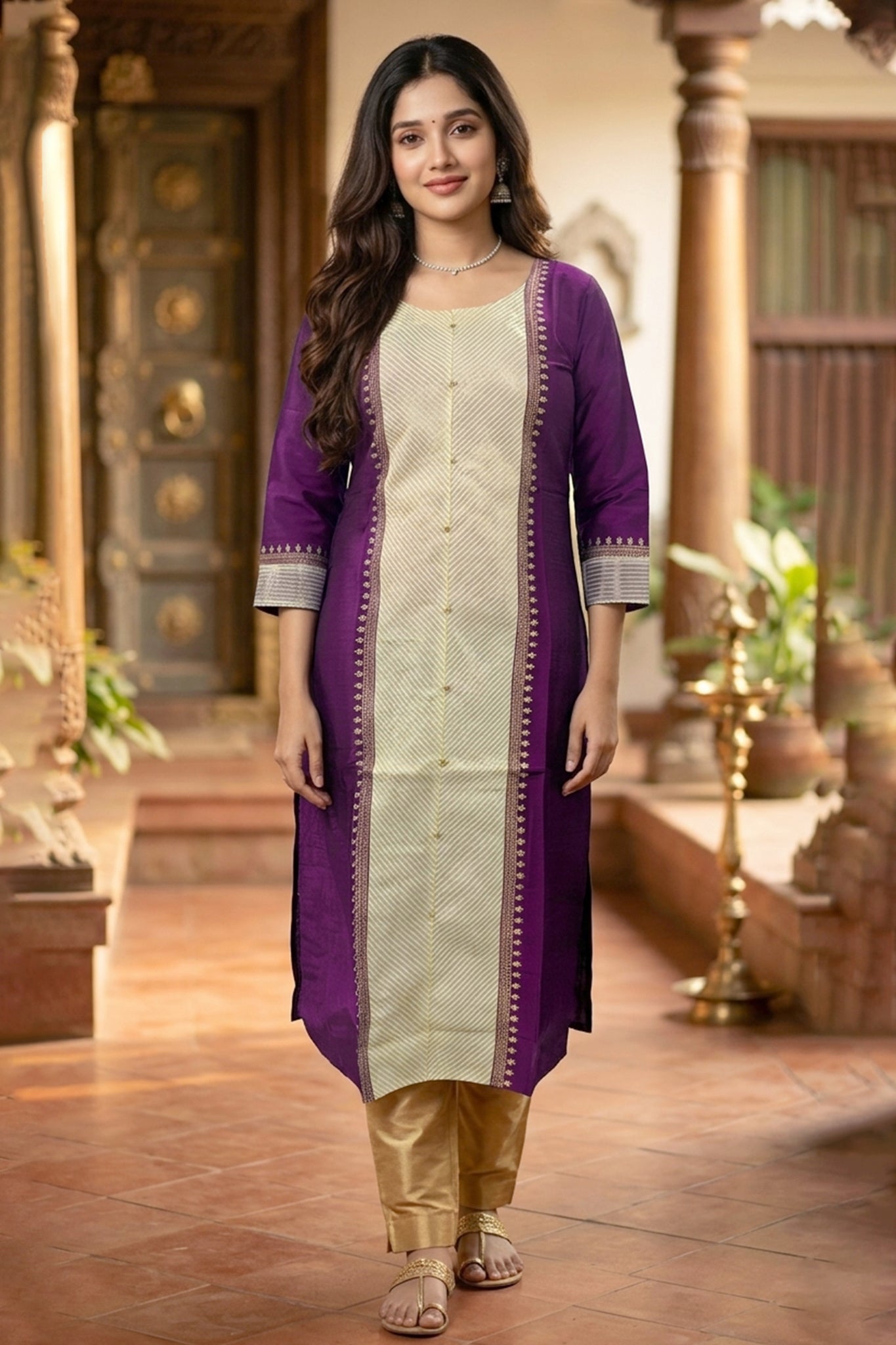 MAGENTA STARIGHT CUT KURTA