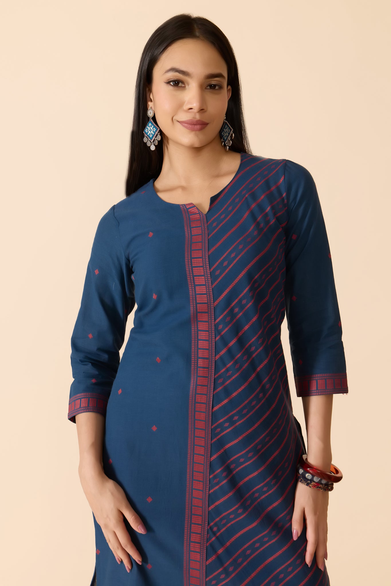 BLUE DOBBY COTTON KURTA