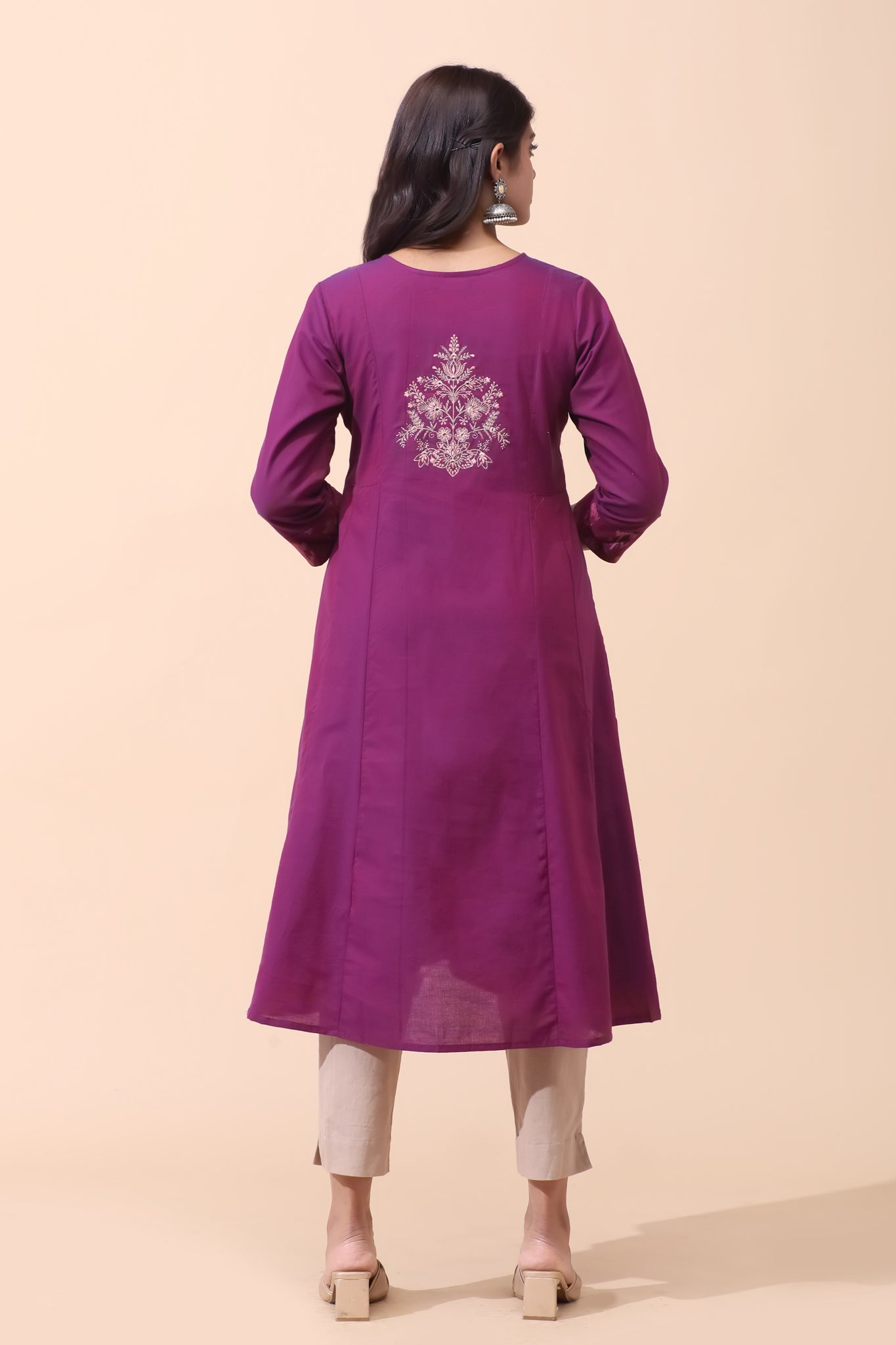 Magenta Ikat Cotton Kurta