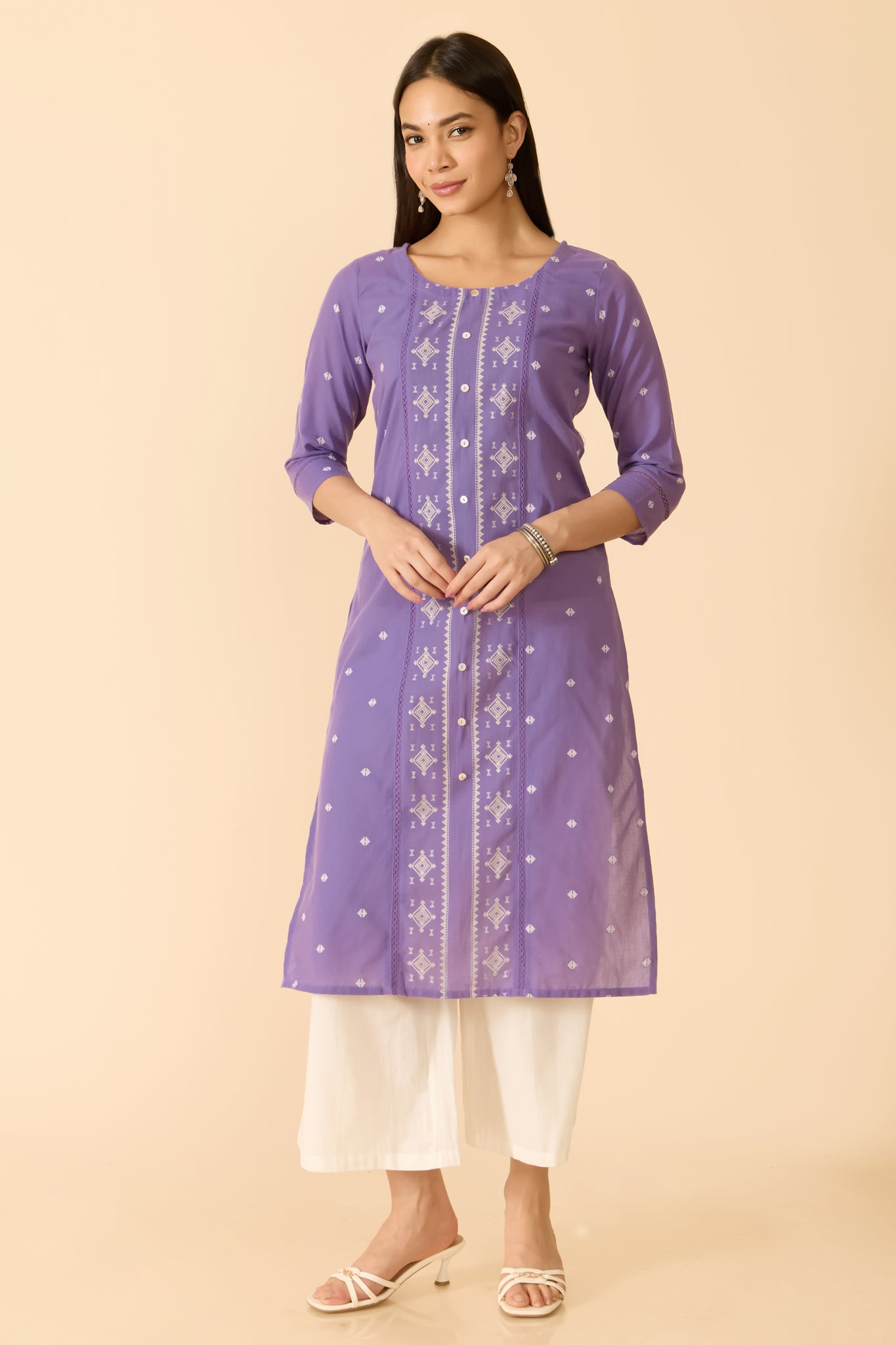 LAVENDER DOBBY COTTON KURTA
