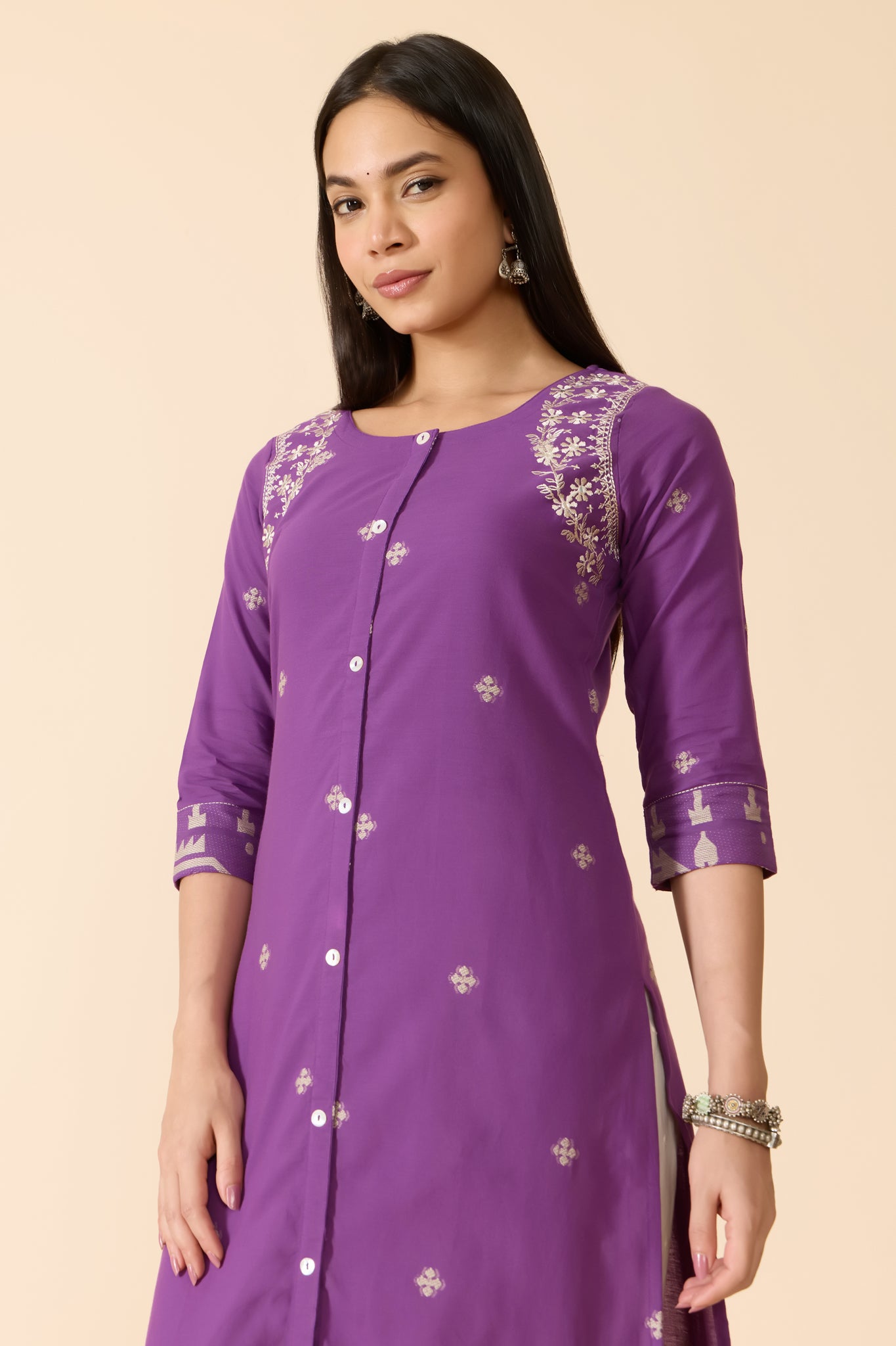 PURPLE DOBBY COTTON KURTA