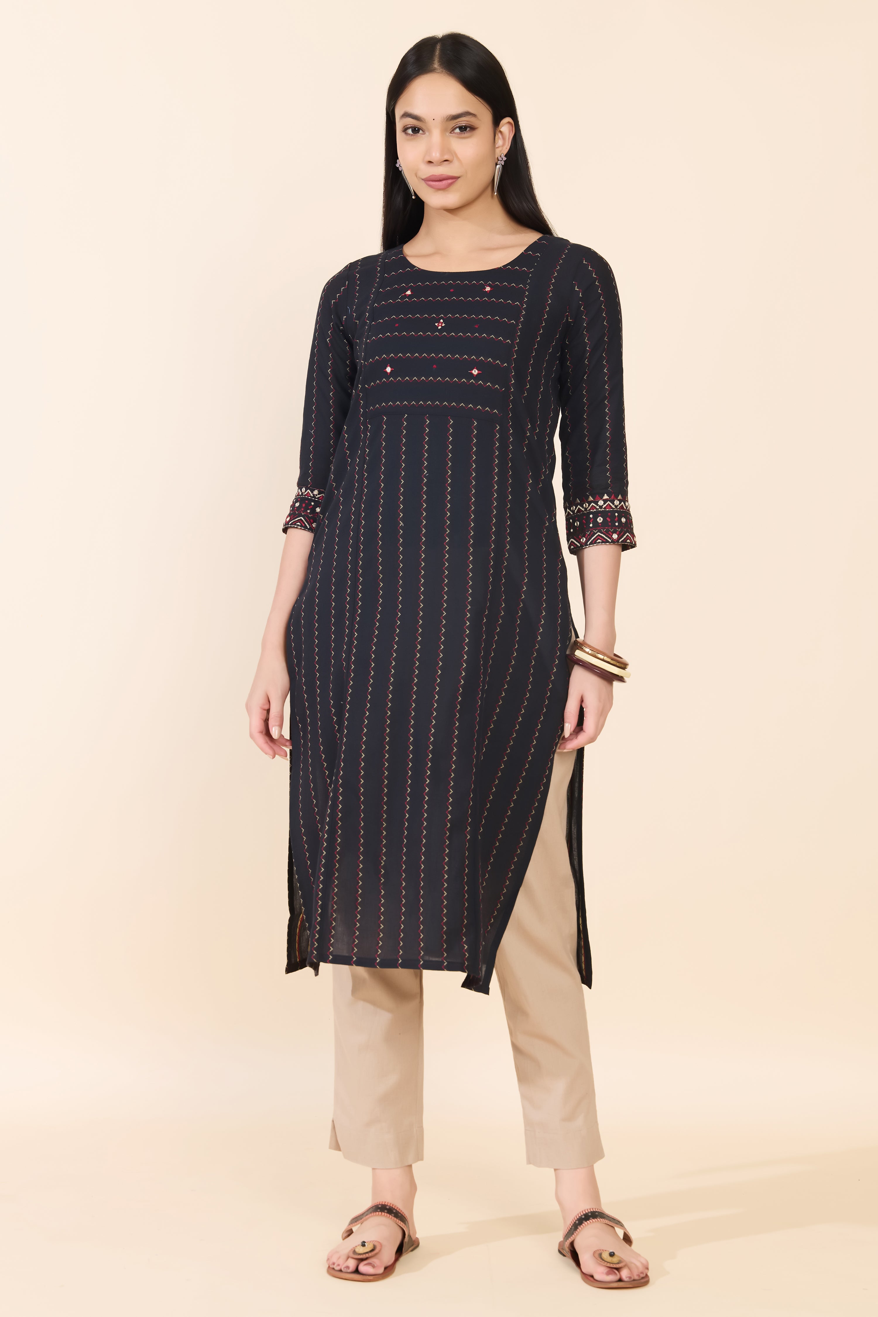 BLACK DOBBY COTTON KURTA
