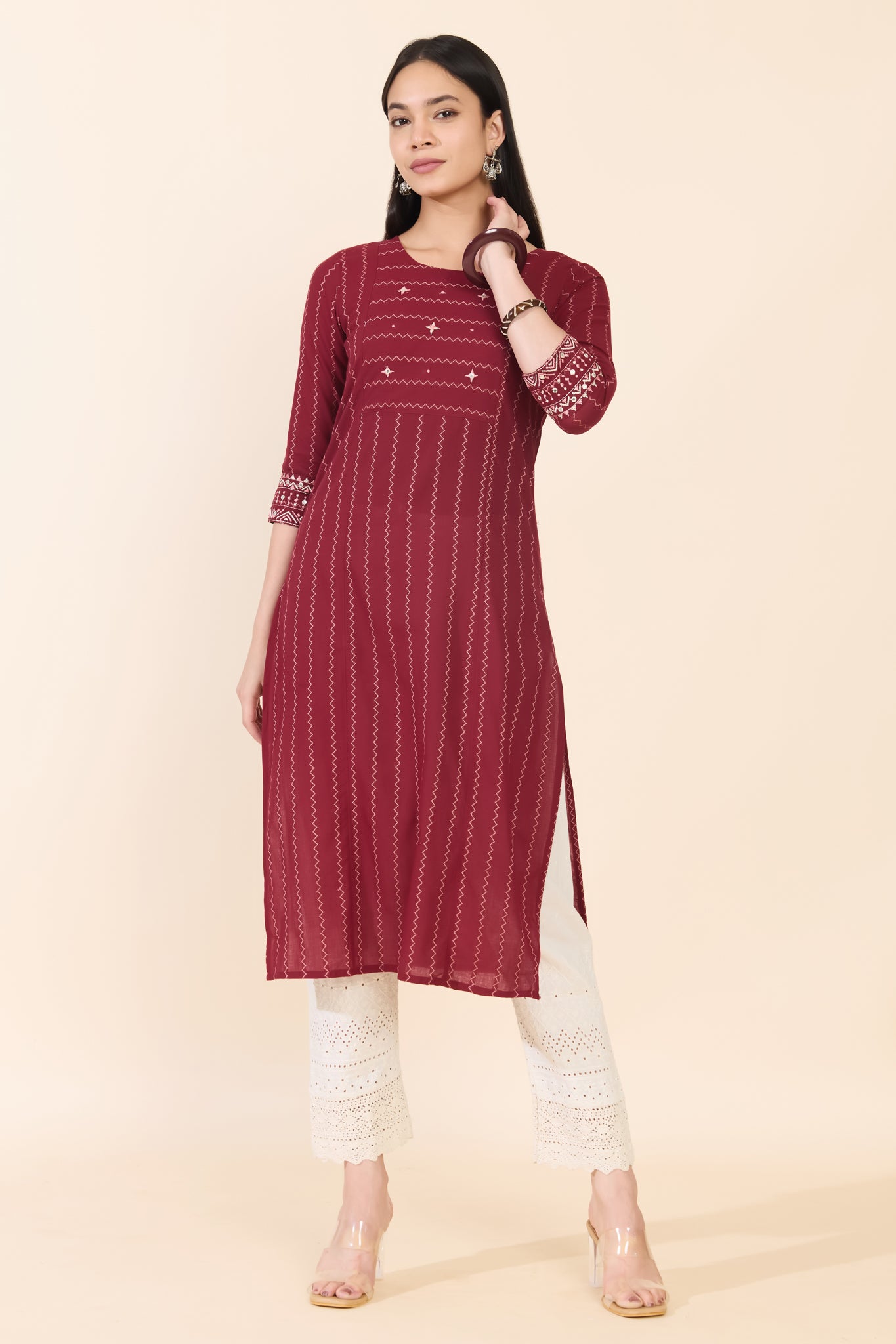 MAROON DOBBY COTTON KURTA