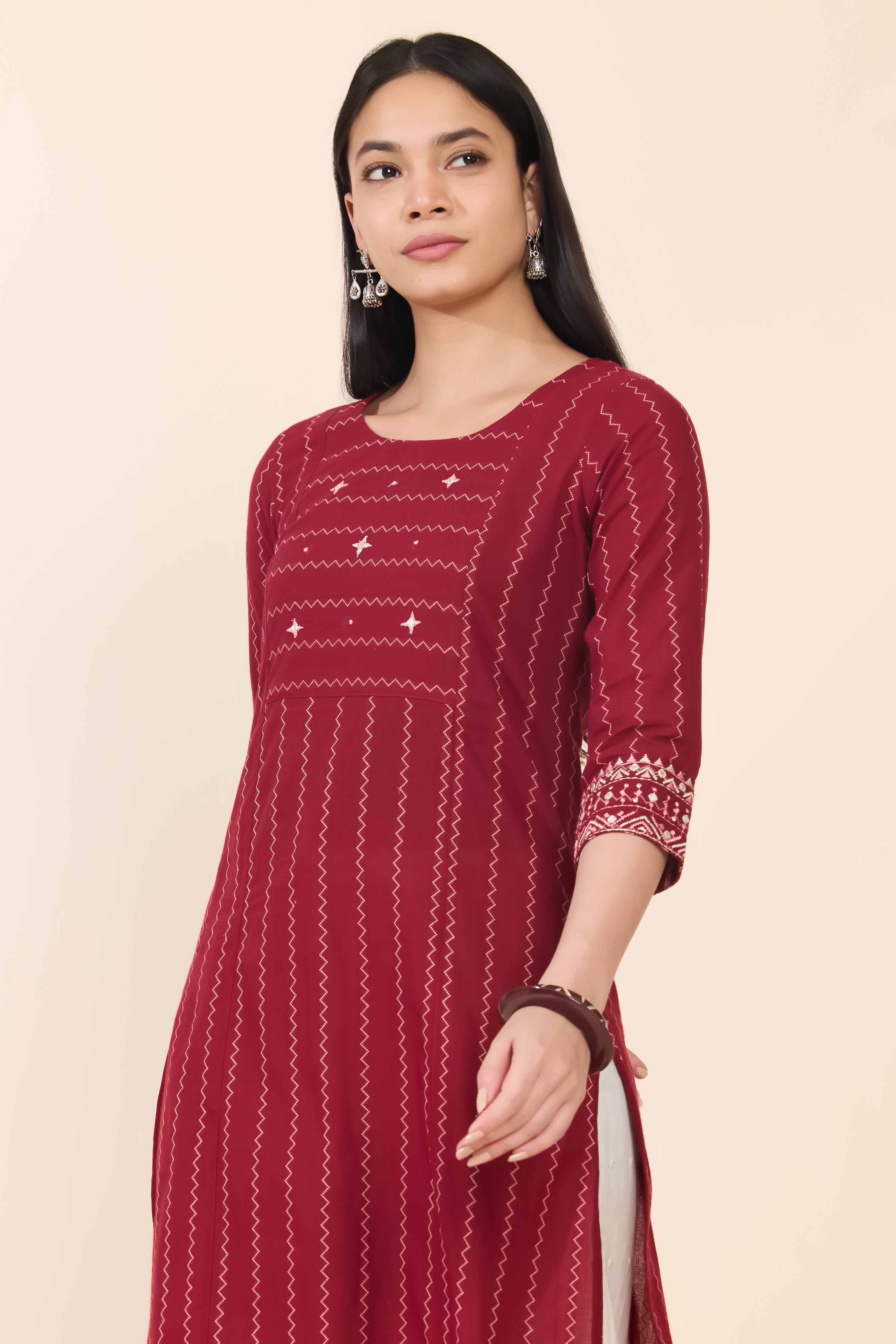 MAROON DOBBY COTTON KURTA