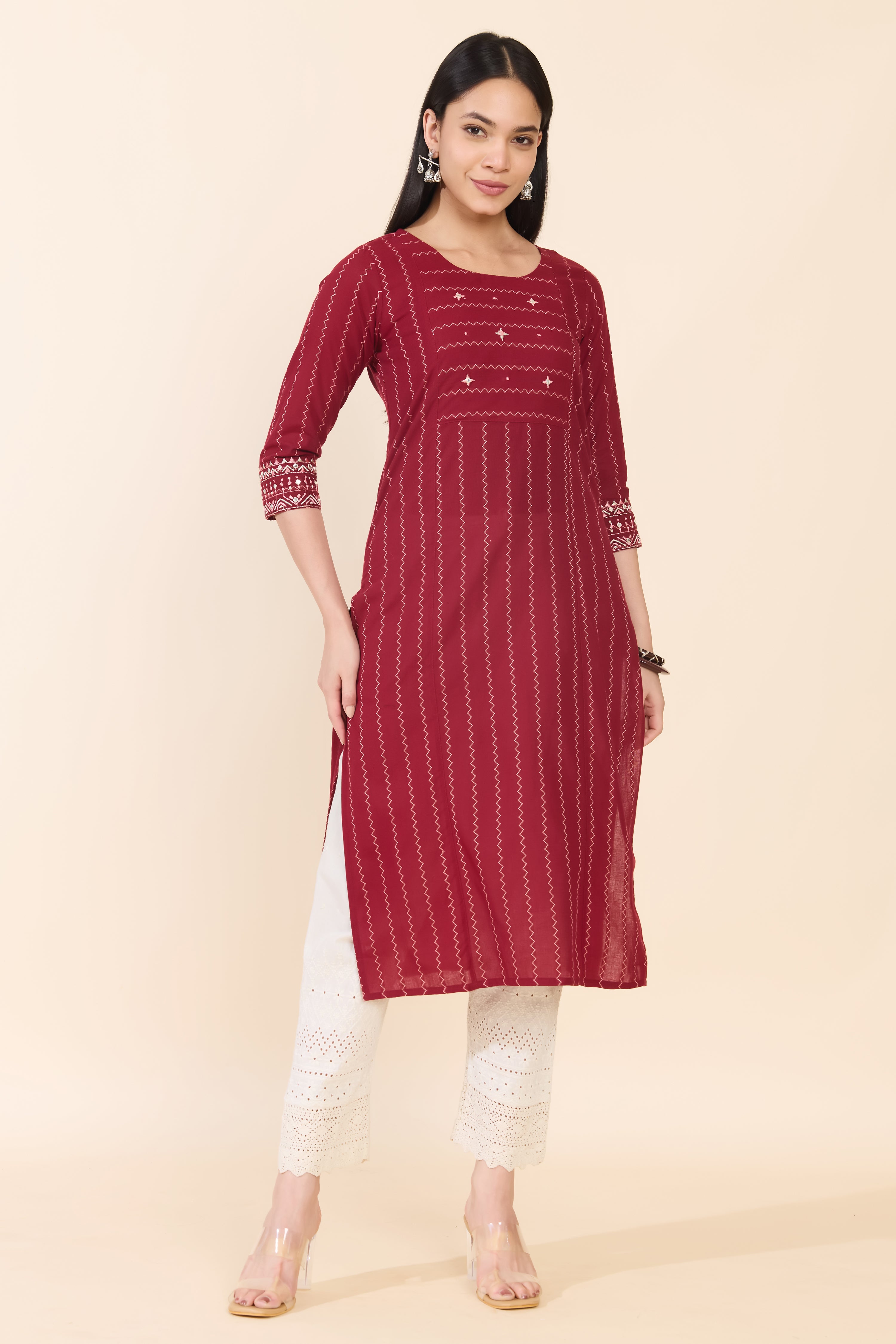 MAROON DOBBY COTTON KURTA