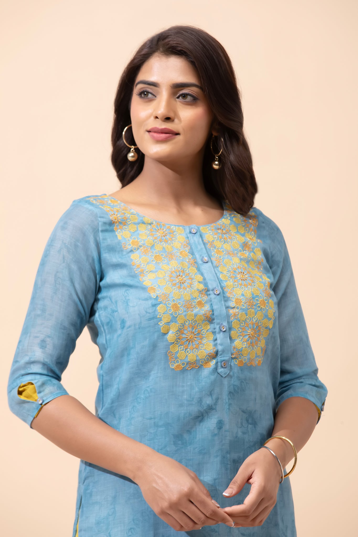 Blue Floral Kurta