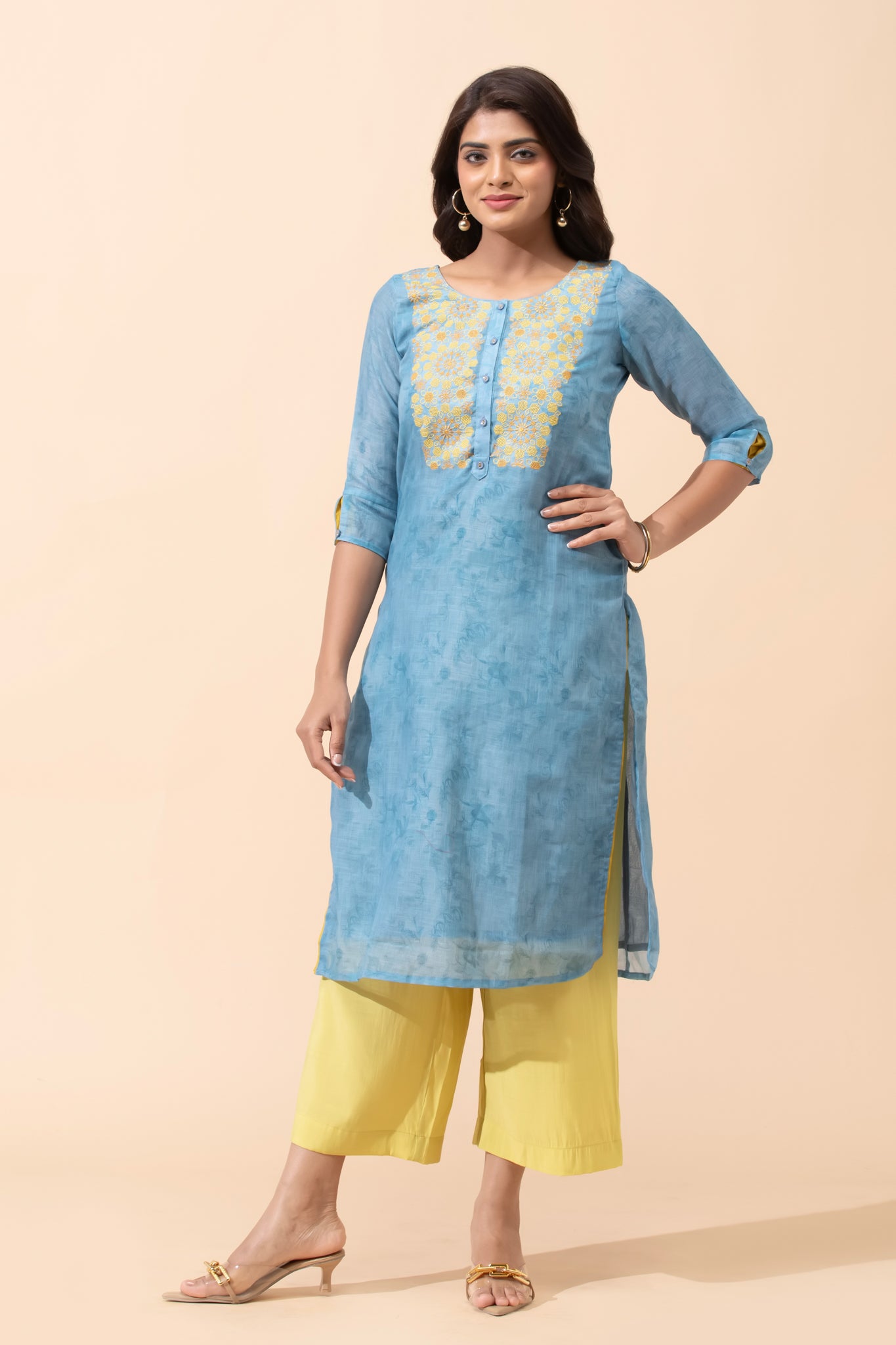 Blue Floral Kurta