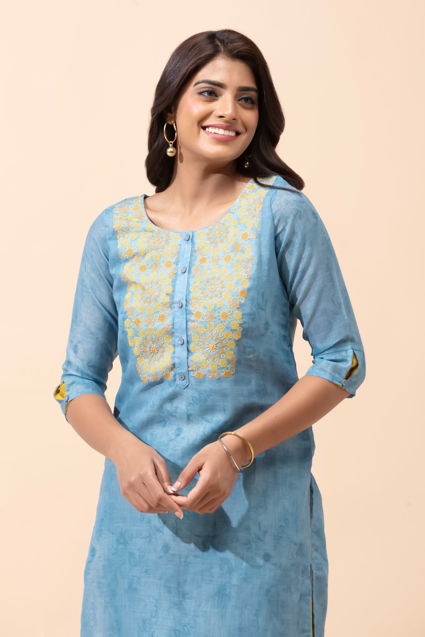 Blue Floral Kurta