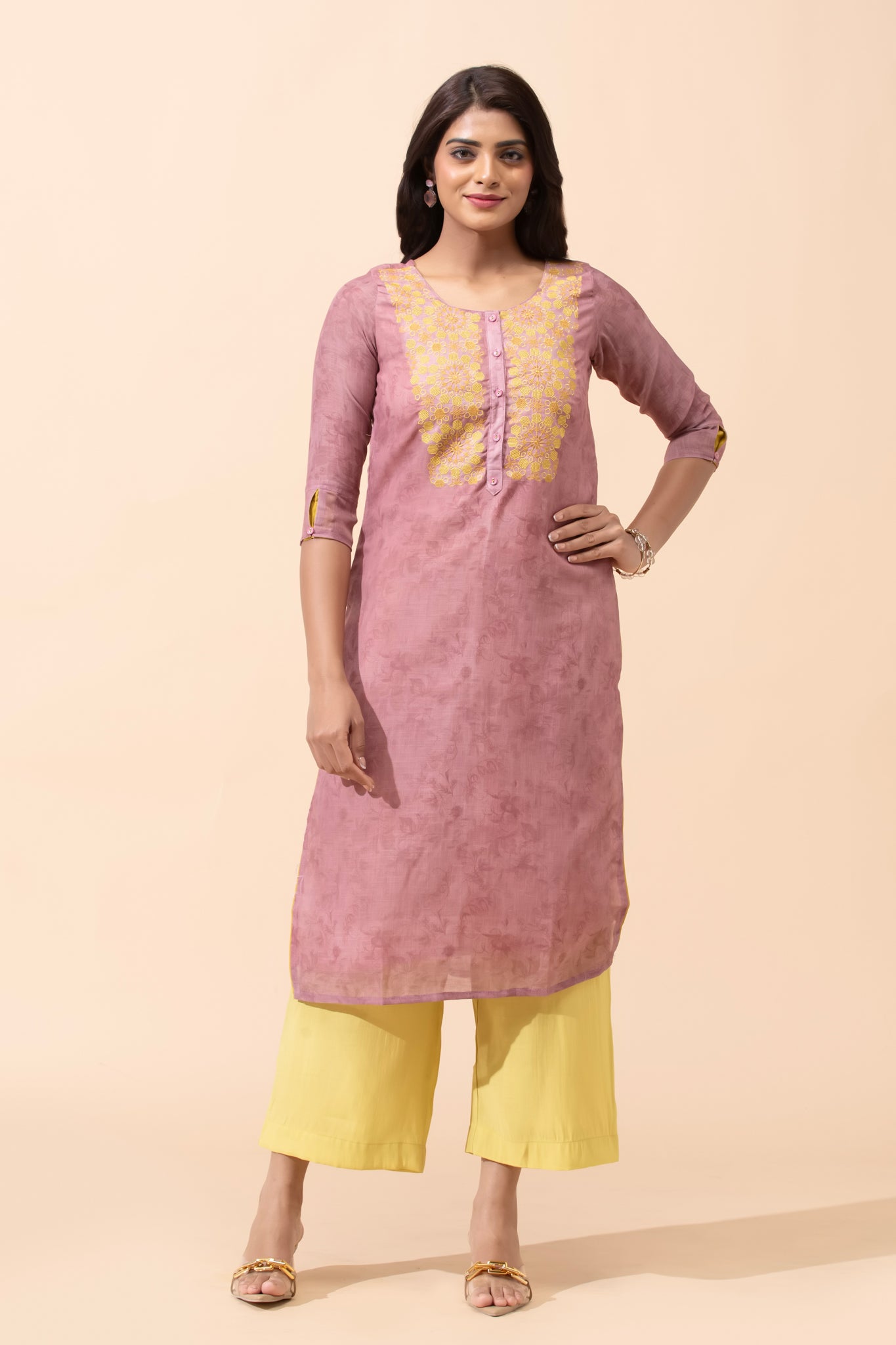 Pink Floral Kurta