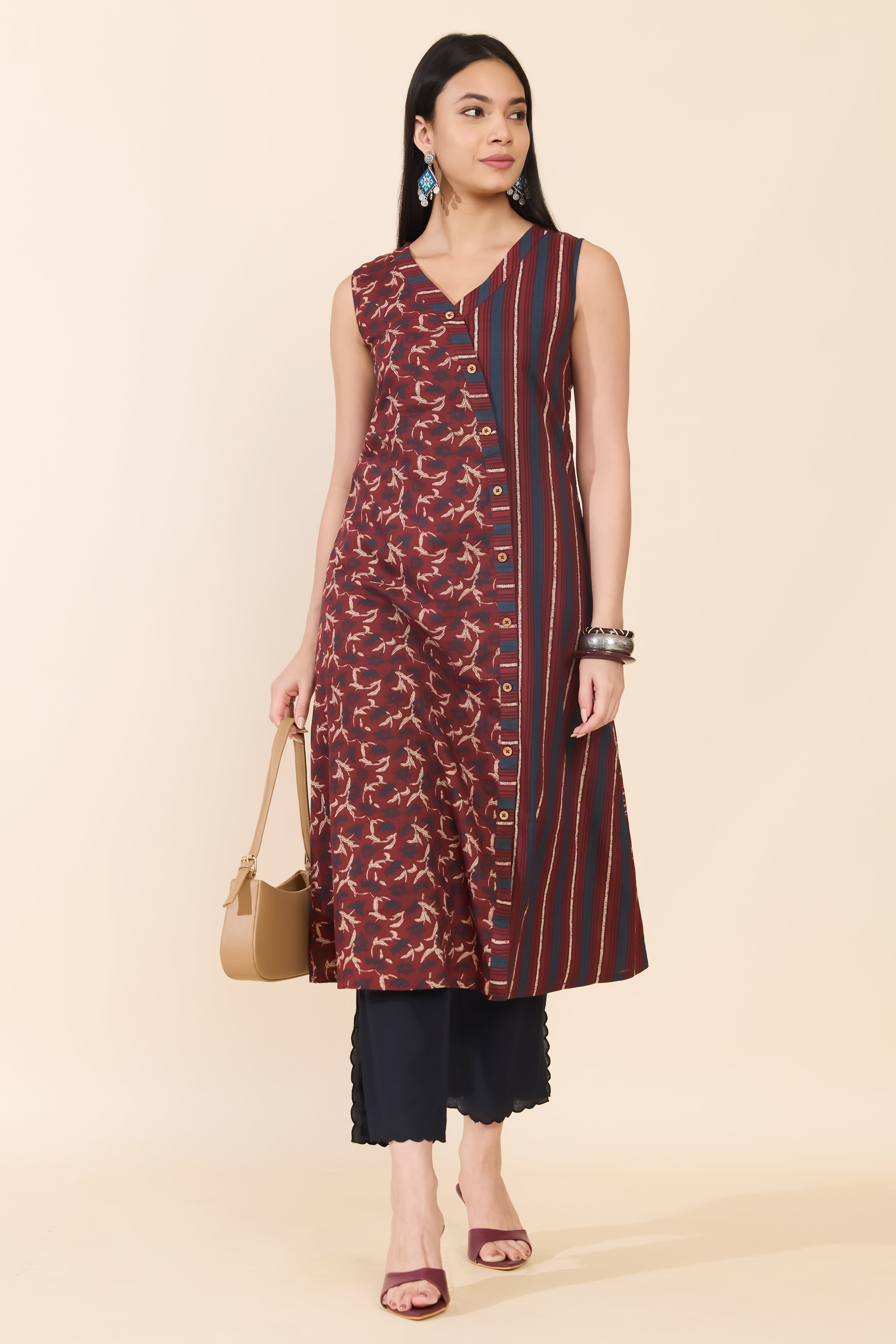 RED AJRAKH COTTON KURTA