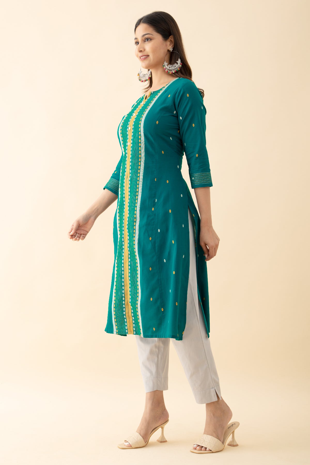 Dobby Weave Cotton Kurta - Green