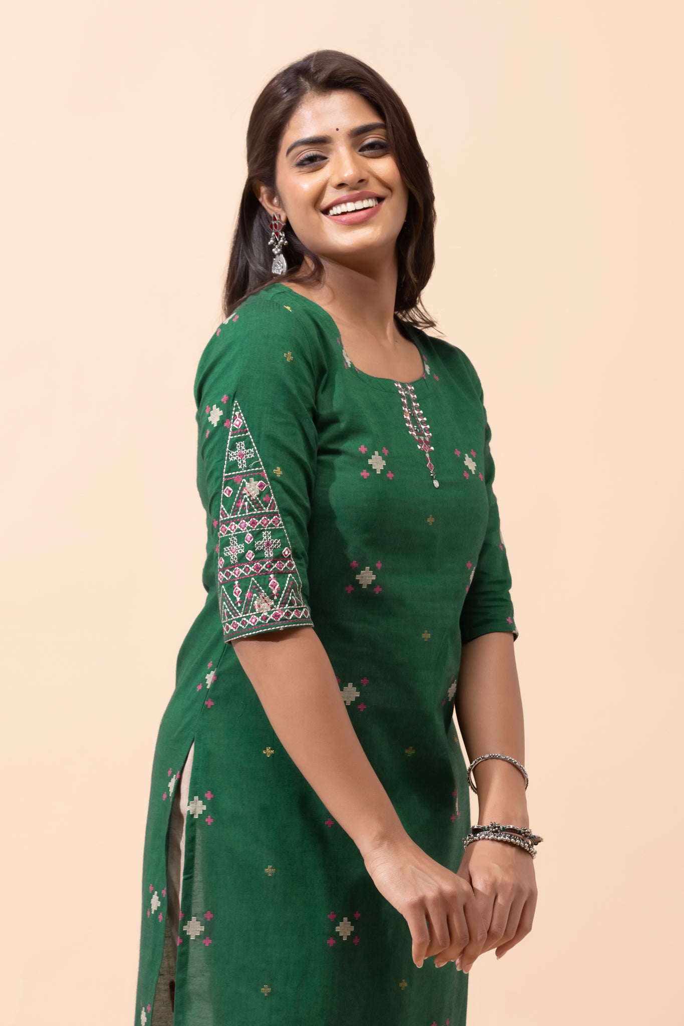 Green Dobby Cotton Kurta