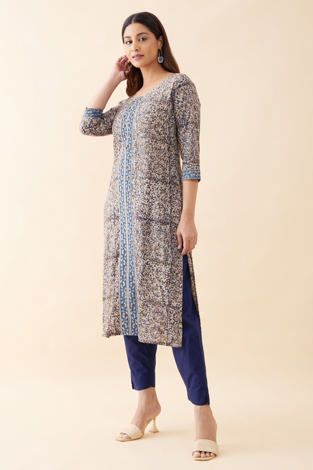 Kalamkari Printed Kurta - Black