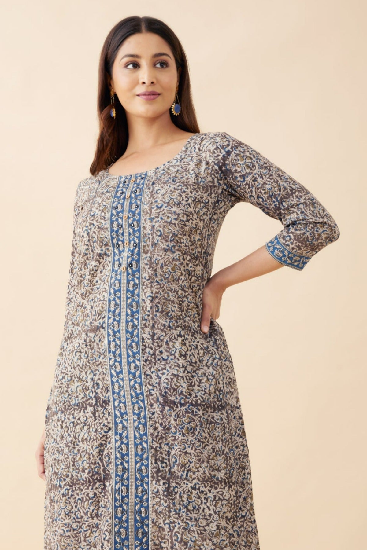 Kalamkari Printed Kurta - Black
