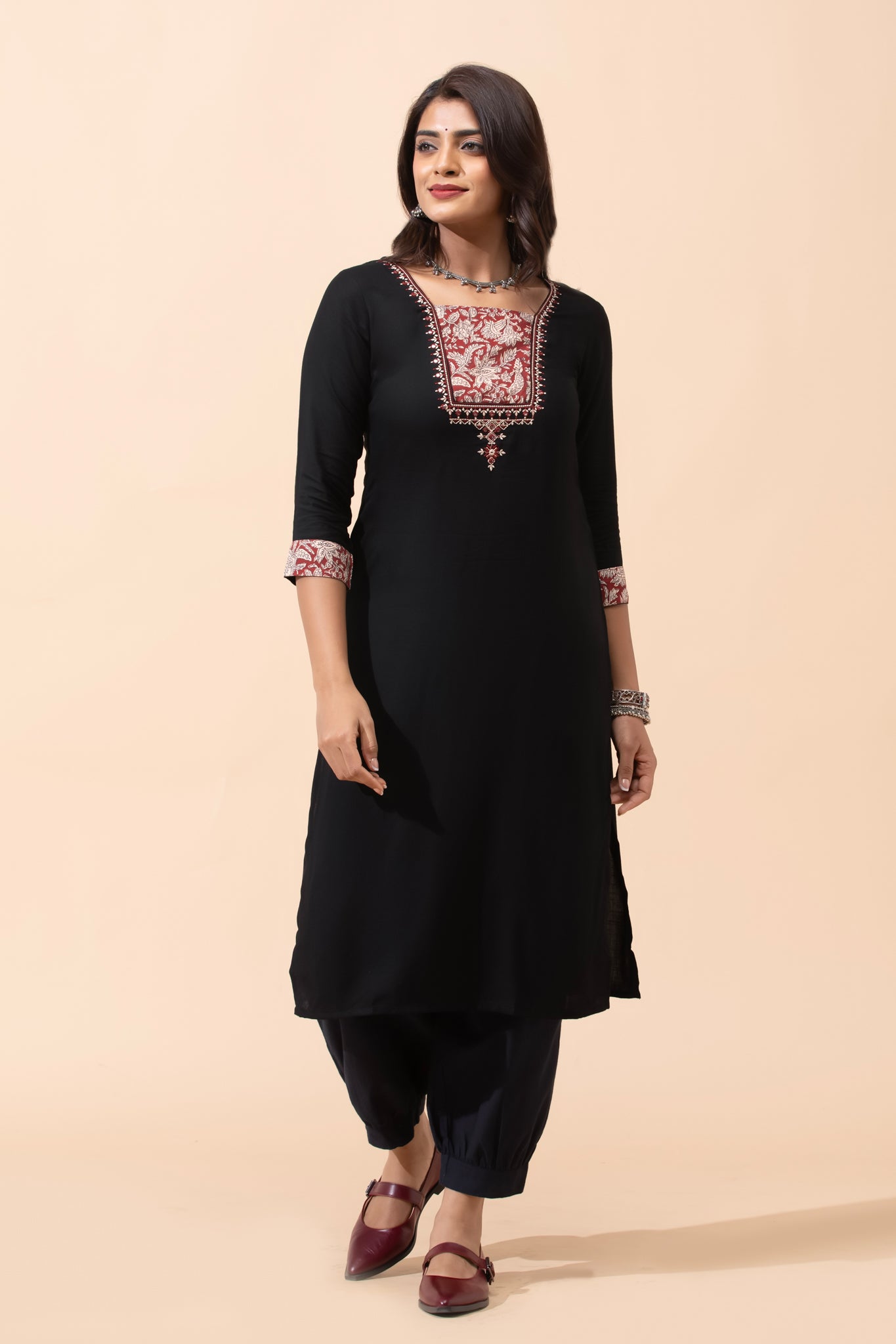 Black Kalamkari Kurta