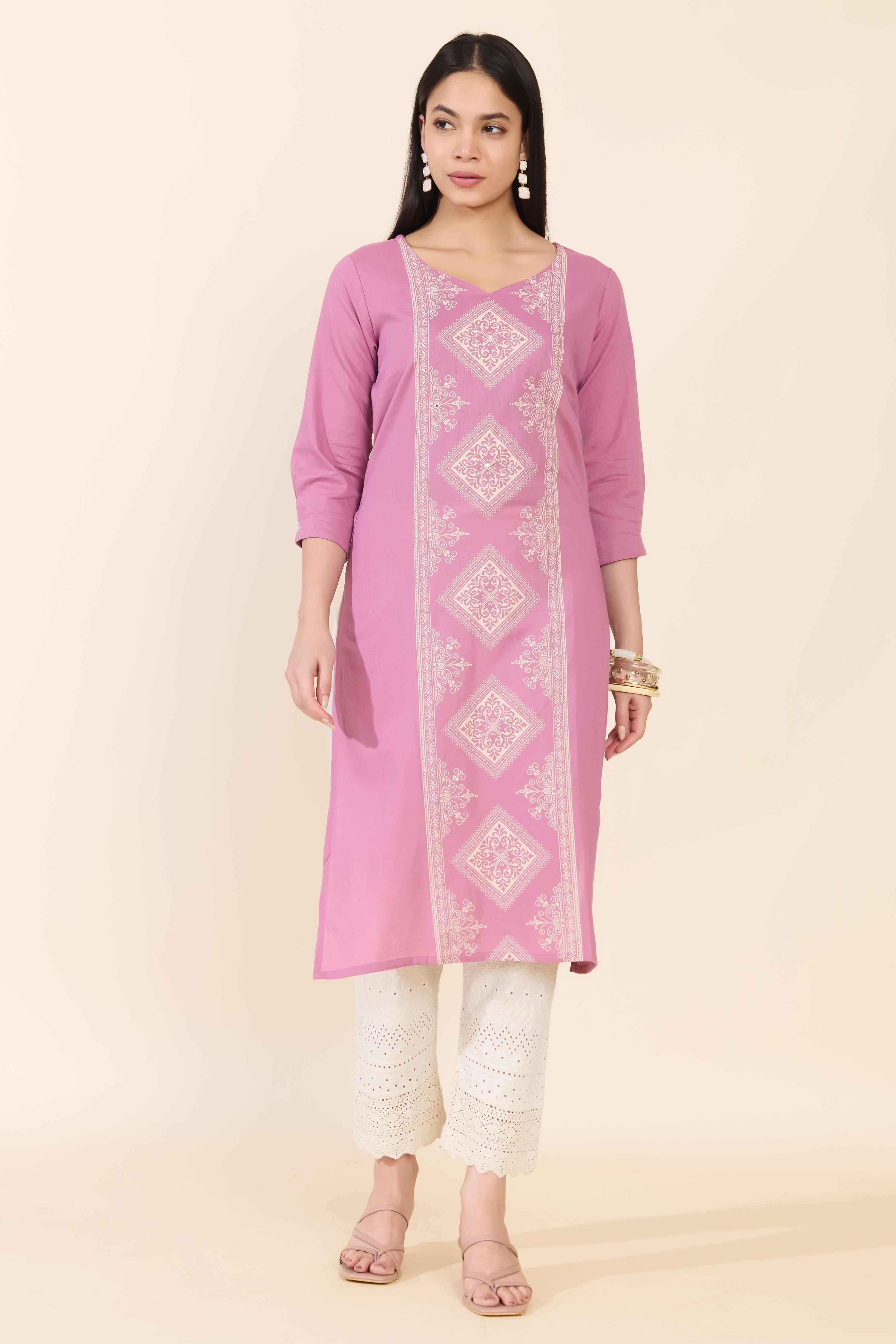 PINK DOBBY COTTON KURTA