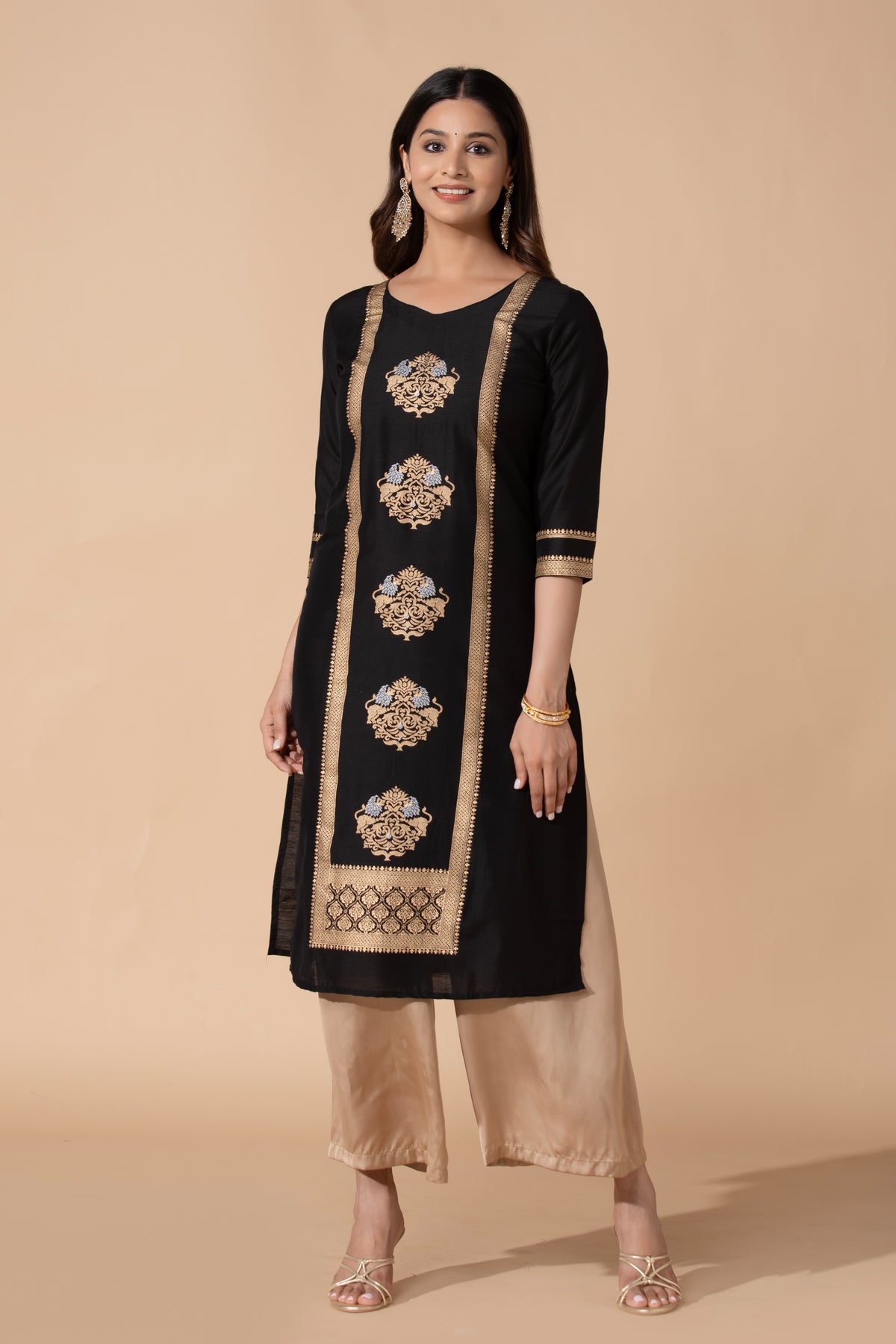 Black Lion Printed Straight Kurta