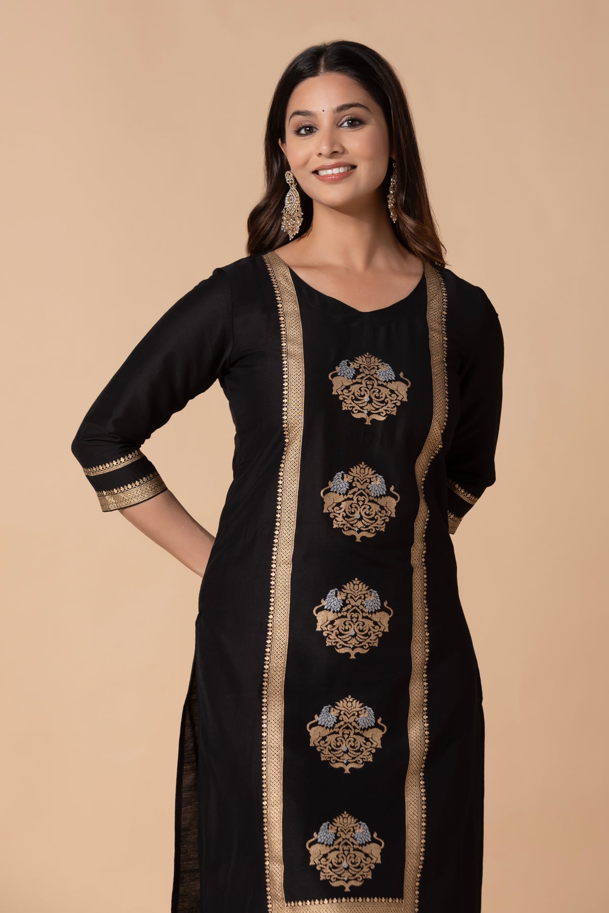 Black Lion Printed Straight Kurta